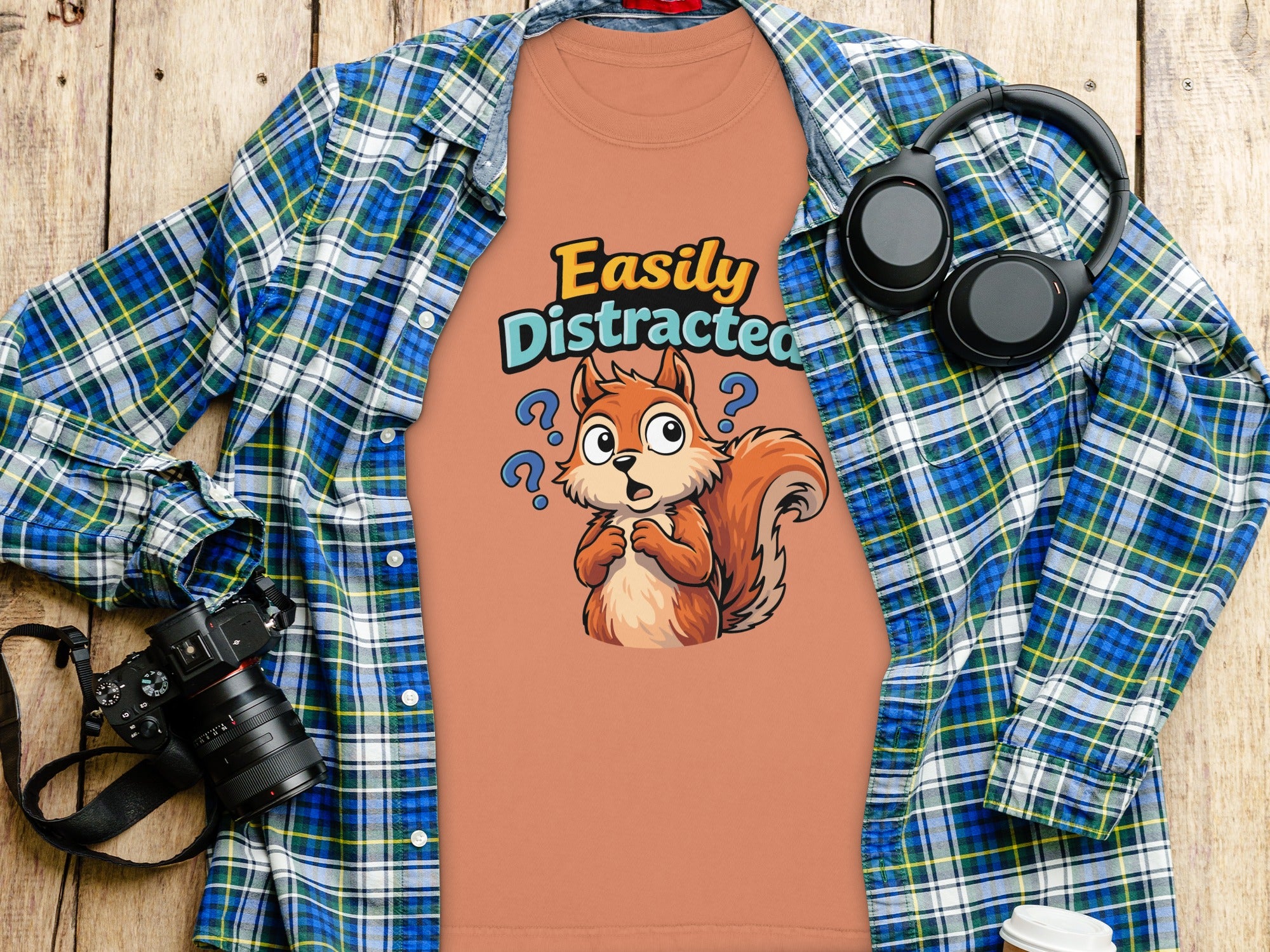 Easily Distracted Squirrel Fun Graphic Tee