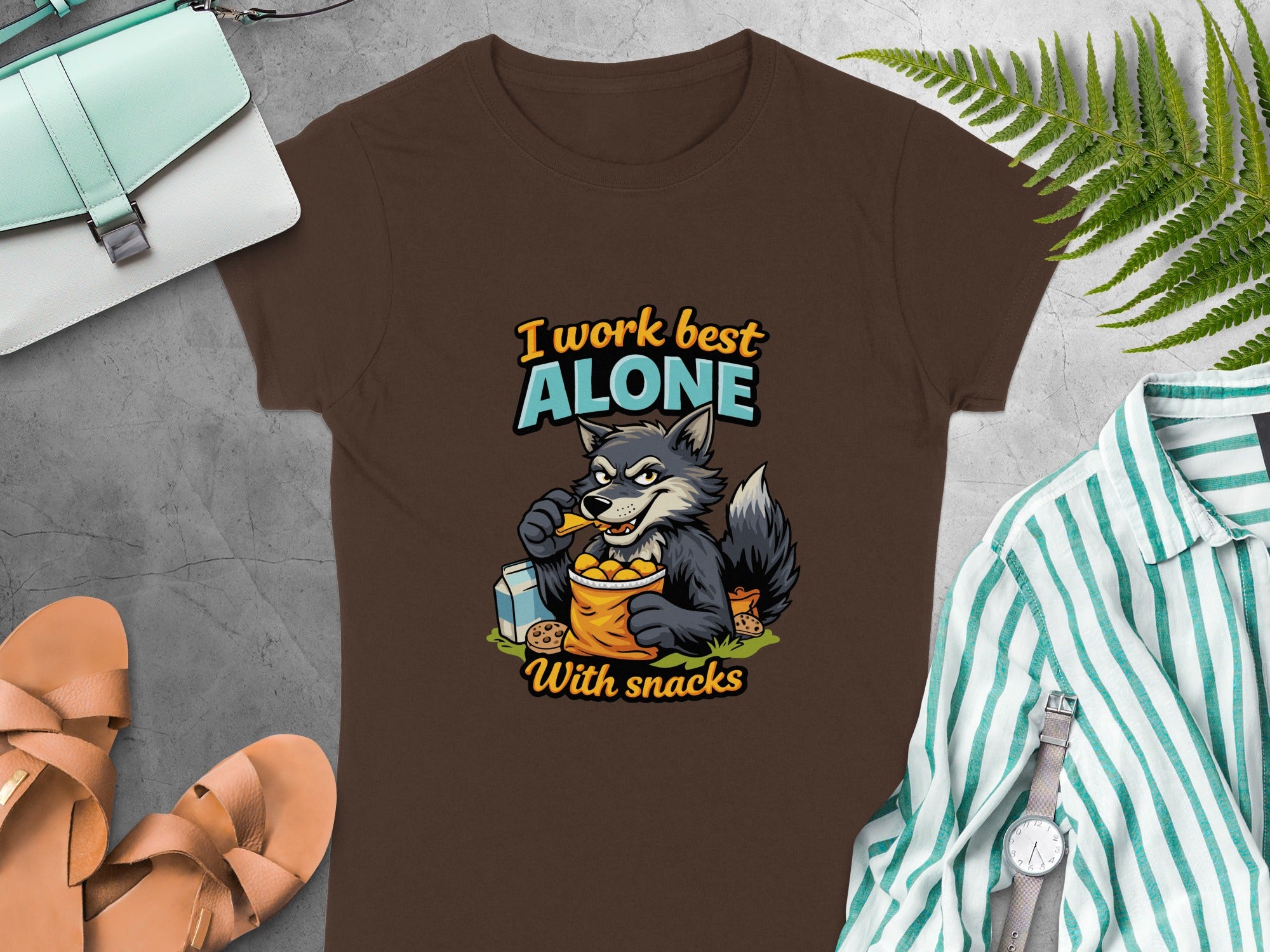 I Work Best Alone With Snacks T-Shirt for Introverts