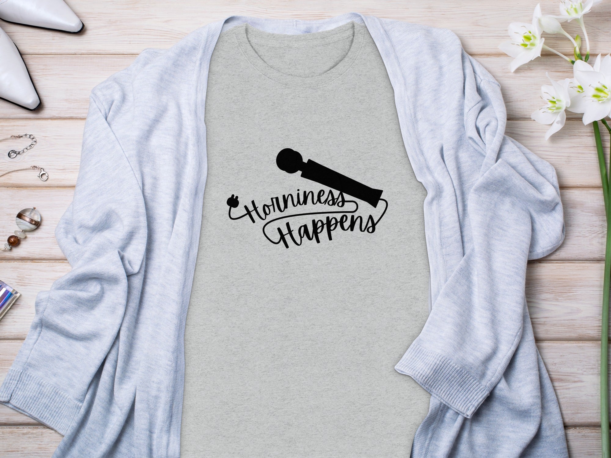 Horniness Happens Microphone Graphic Tee Shirt