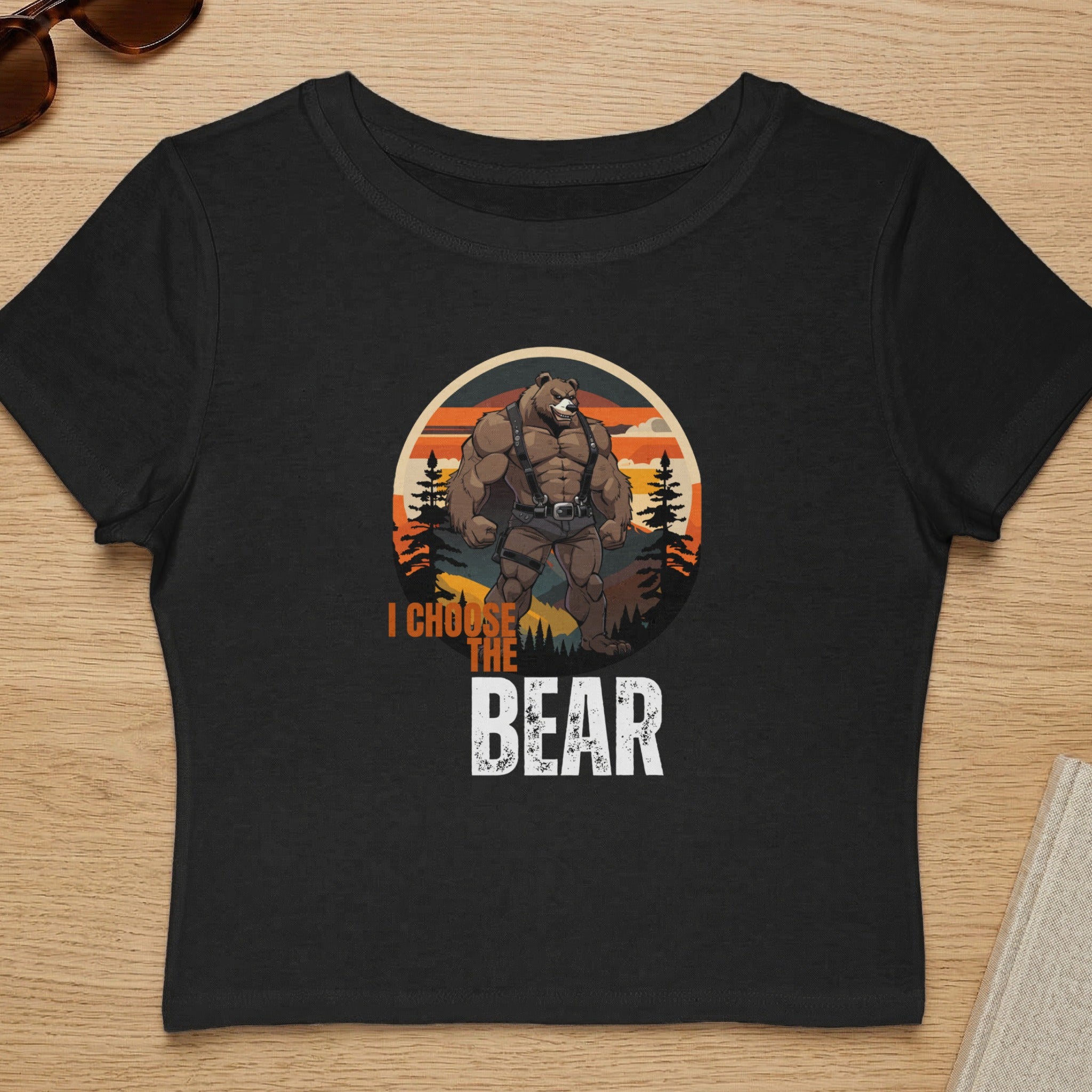 I Choose the Bear Graphic Retro Sunset T-Shirt