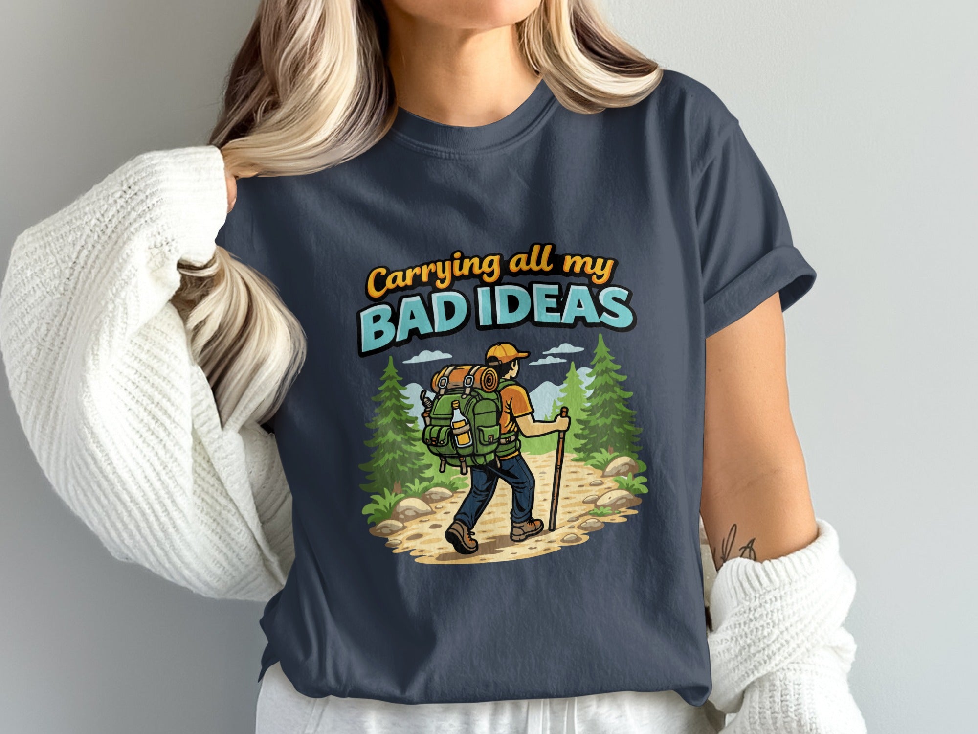 Carrying All My Bad Ideas Hiking Graphic T-Shirt