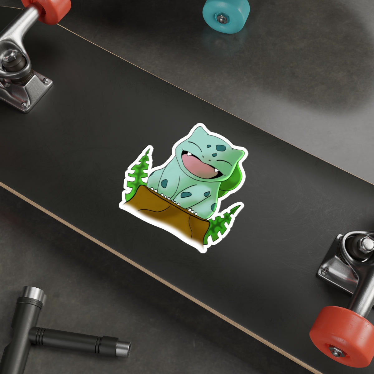 Cute Green Cartoon Character Sticker Skateboard Accessory