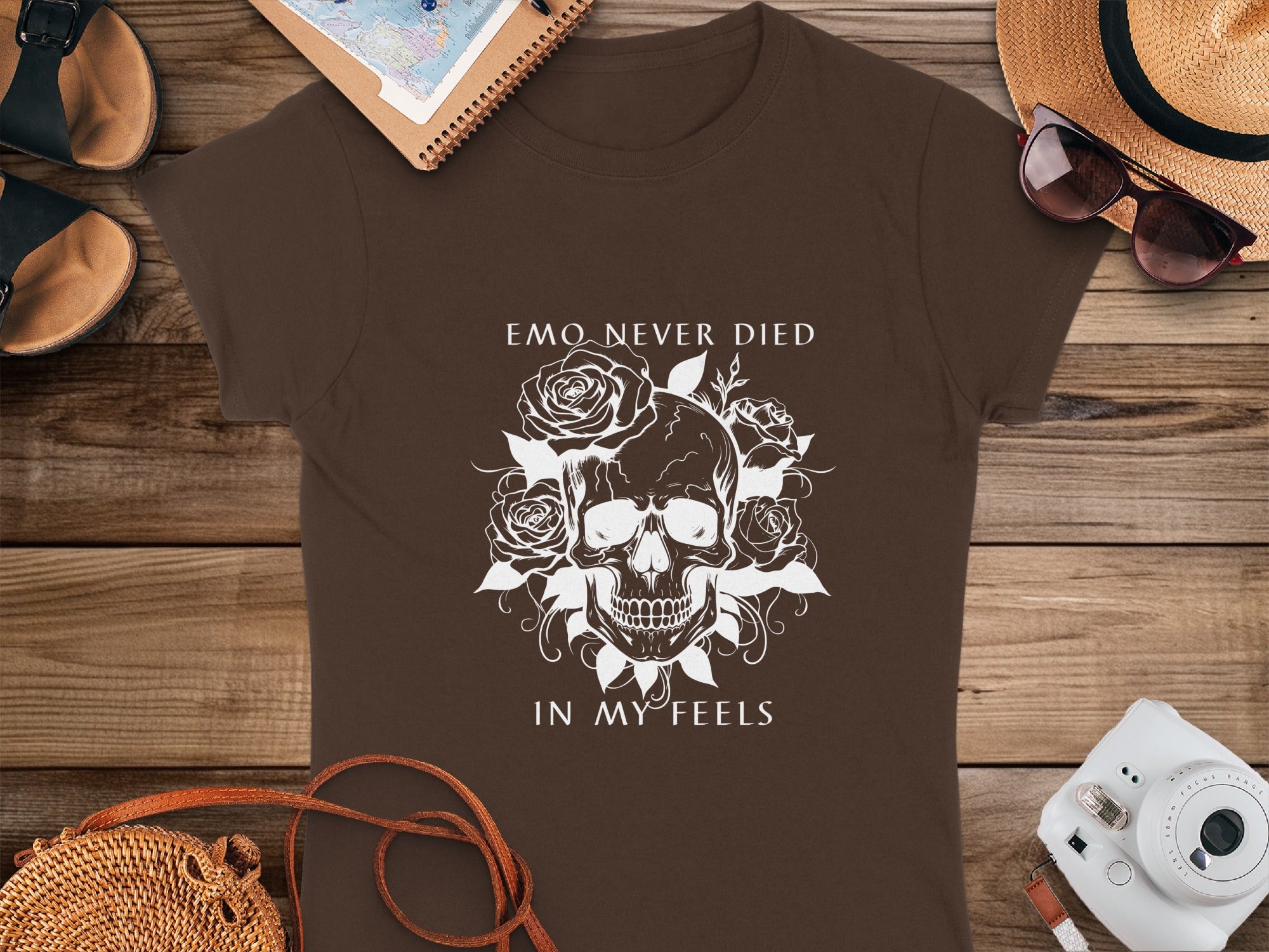 Emo Never Died In My Feels Skull Graphic Shirt
