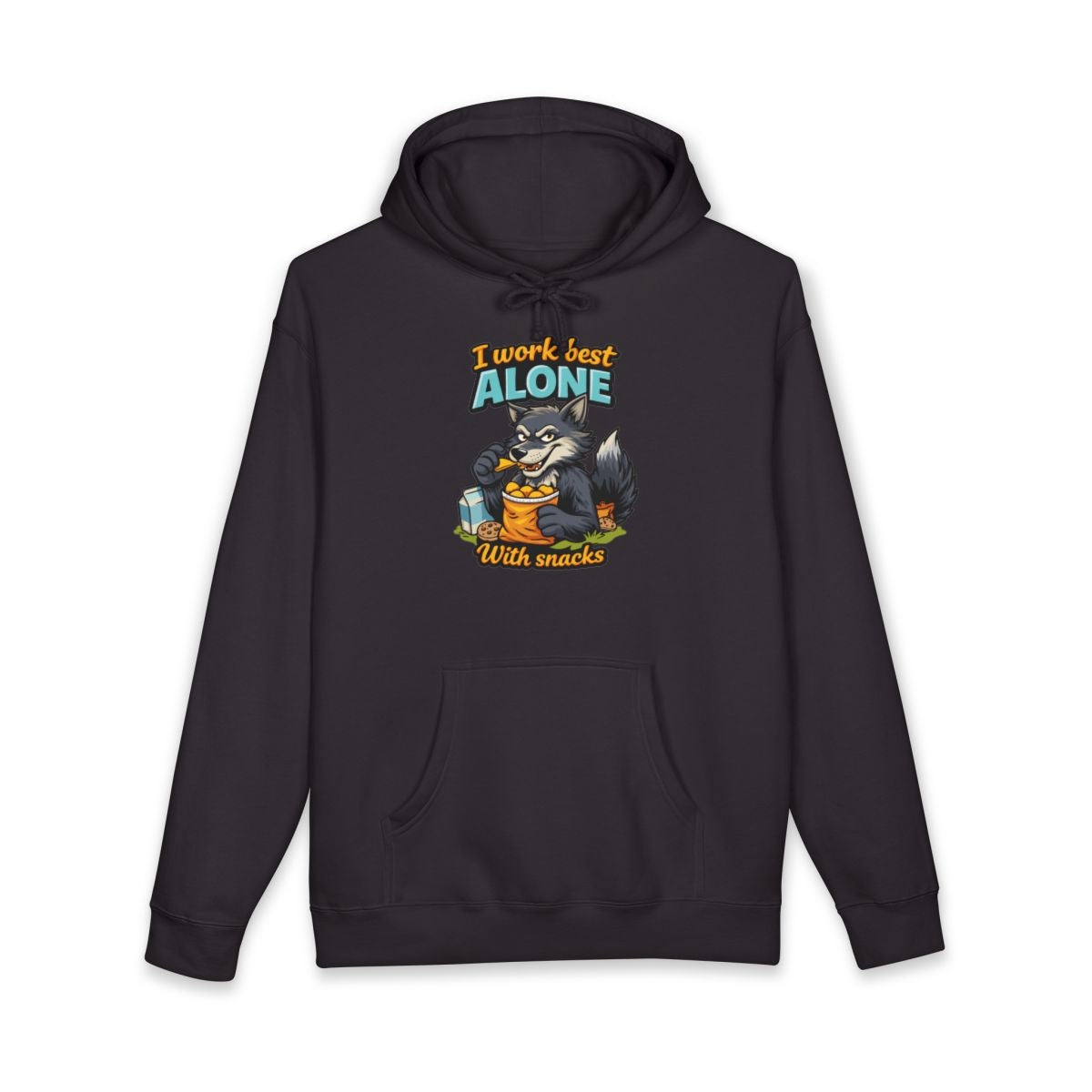 I Work Best Alone With Snacks Graphic Hoodie