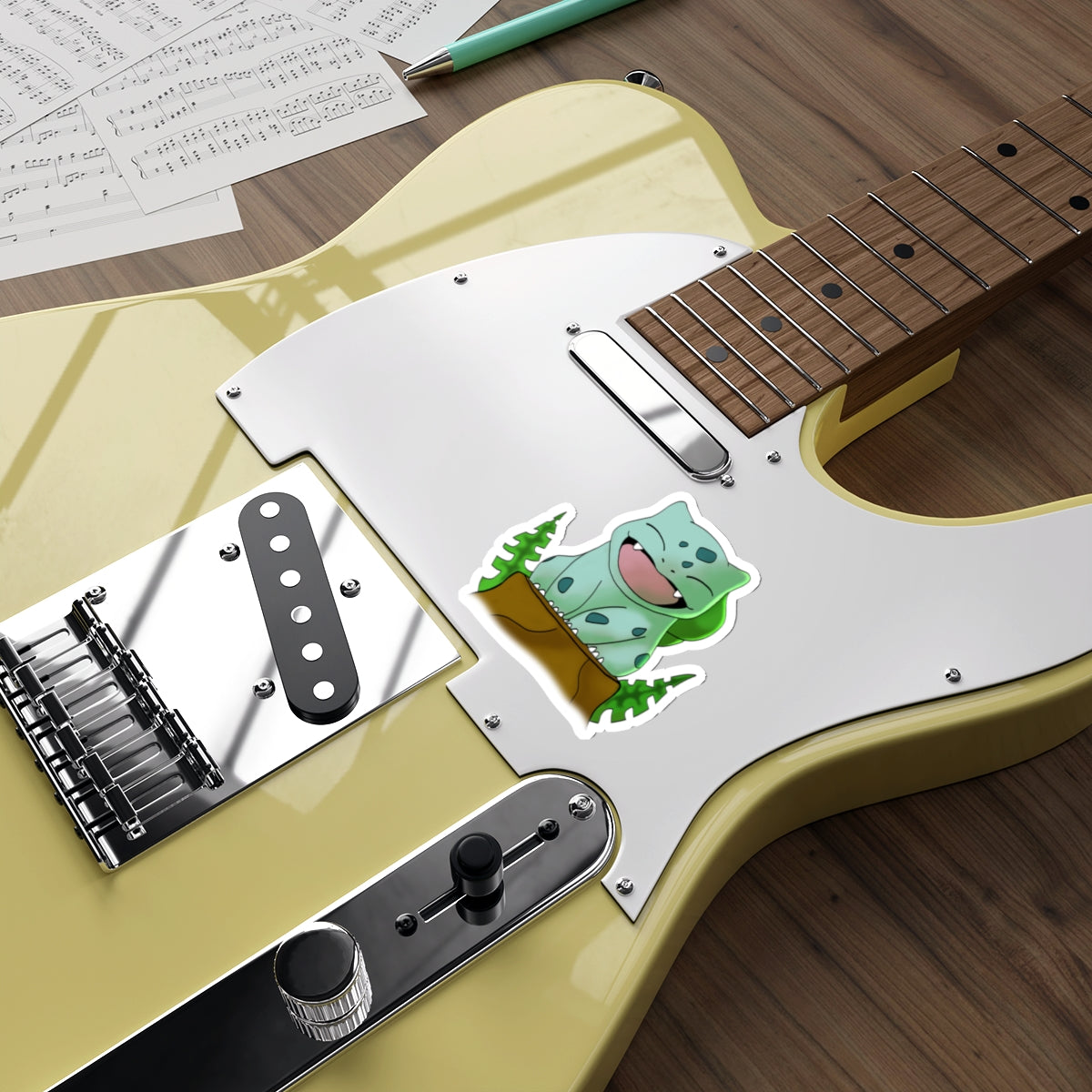 Fun Guitar Sticker for Creative Instrument Decoration