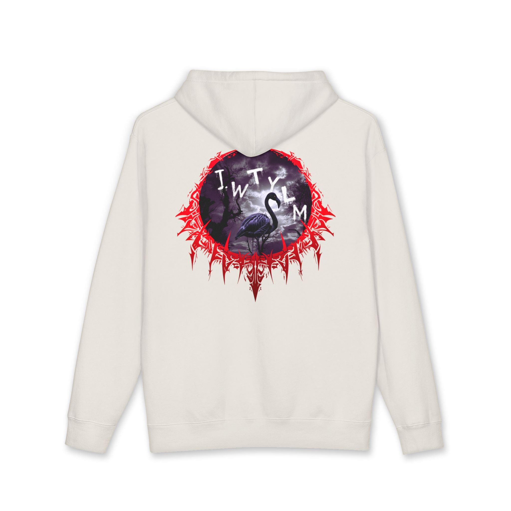 Black Flamingo Red Spiky Frame White Hoodie product type
