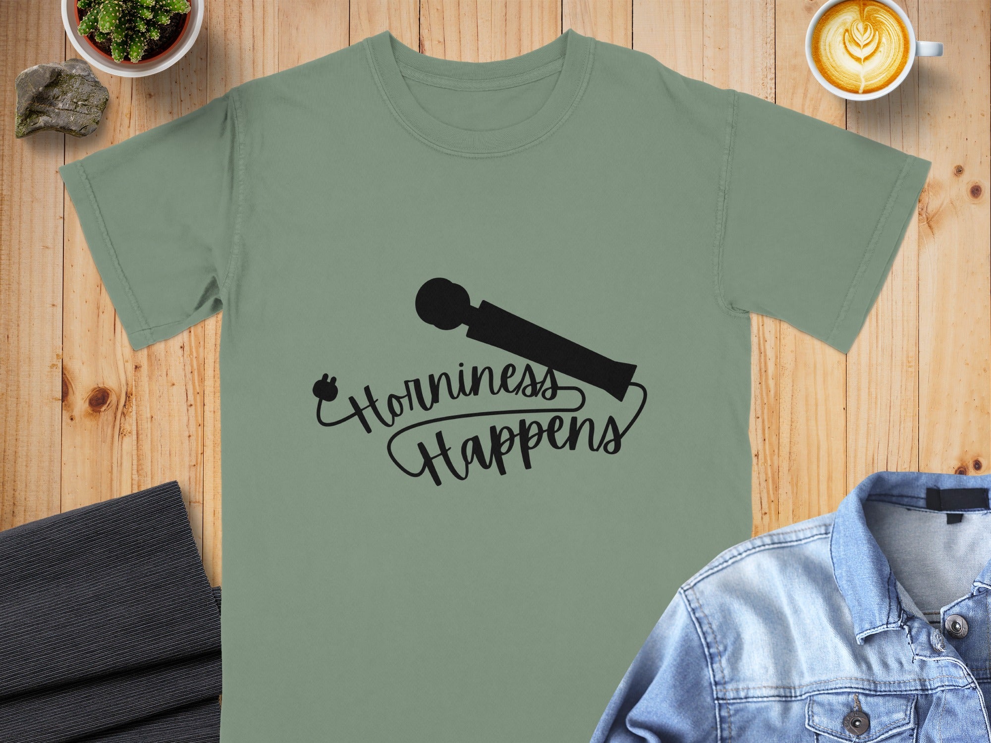 Horniness Happens Microphone Design T-Shirt