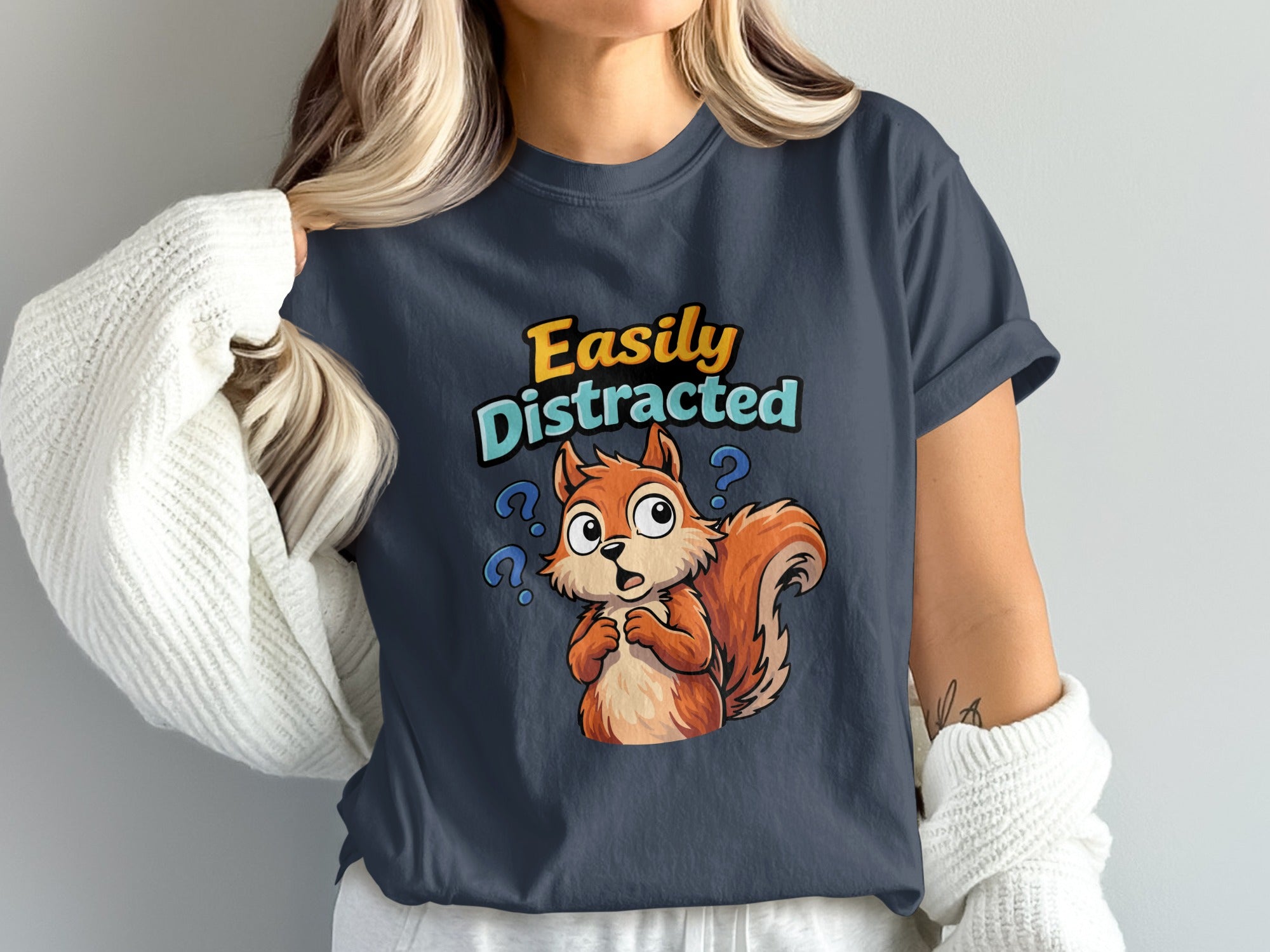 Easily Distracted Squirrel Funny Graphic Tee