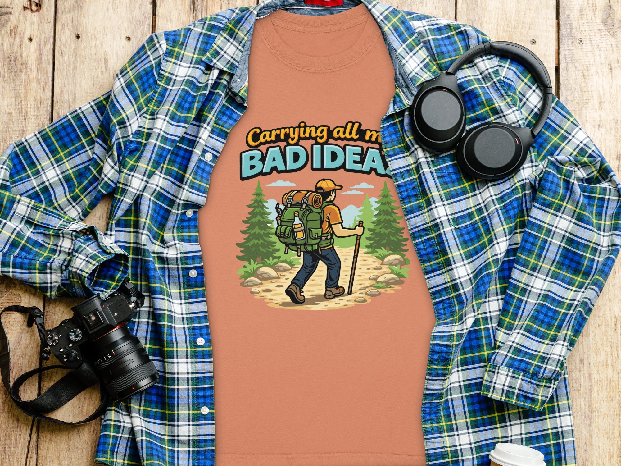 Carrying All My Bad Ideas Funny Hiking T-shirt