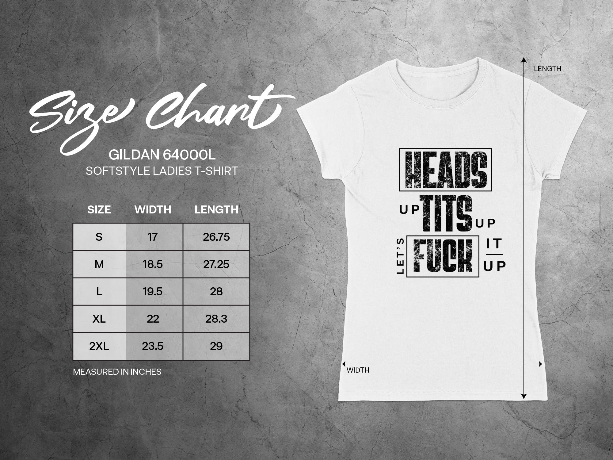 Heads Up Tits Up Let's Fuck It Up Ladies T-Shirt