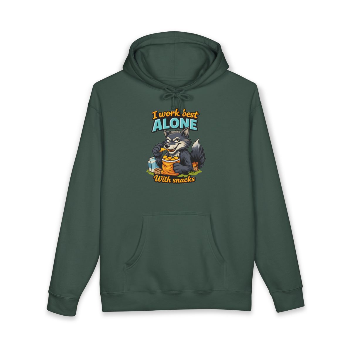 I Work Best Alone With Snacks Graphic Hoodie