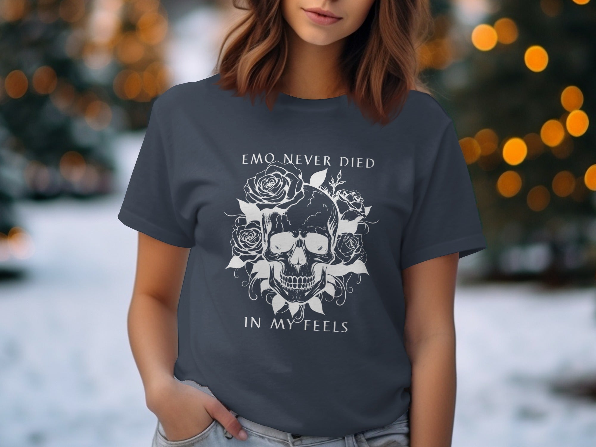 Emo Never Died In My Feels Skull Graphic T-shirt
