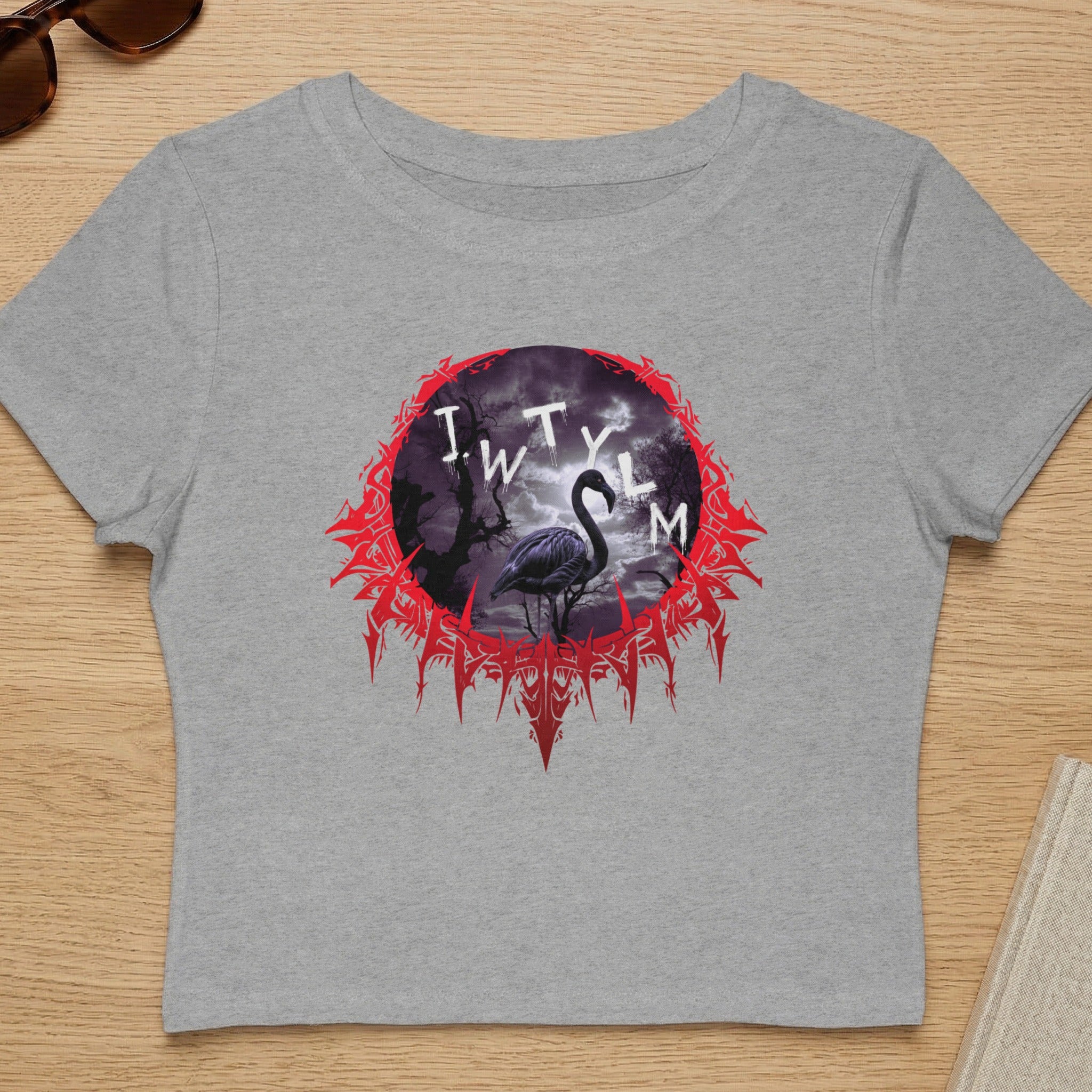 Flamingo ITWYLM Graphic Grey Crop Top Product