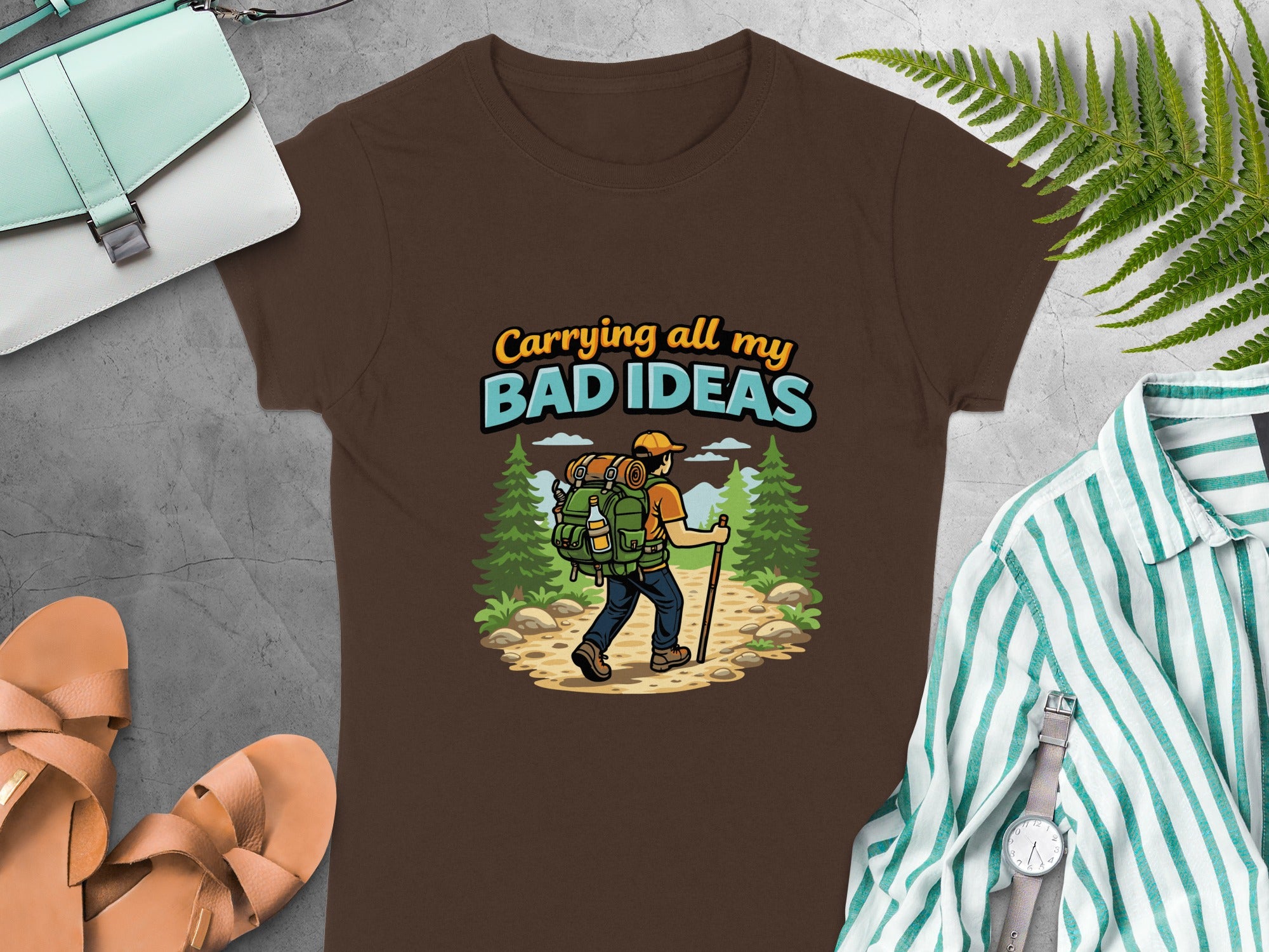 Carrying All My Bad Ideas Hiking Graphic T-Shirt