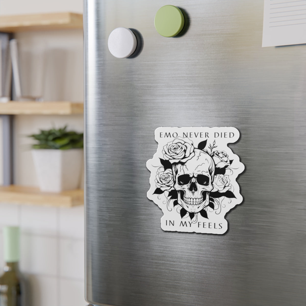 Emo Never Died Skull and Roses Magnet product