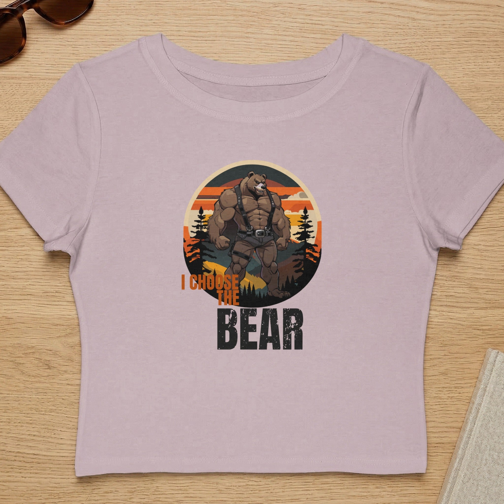 I Choose The Bear Graphic Crop Shirt for Casual Wear