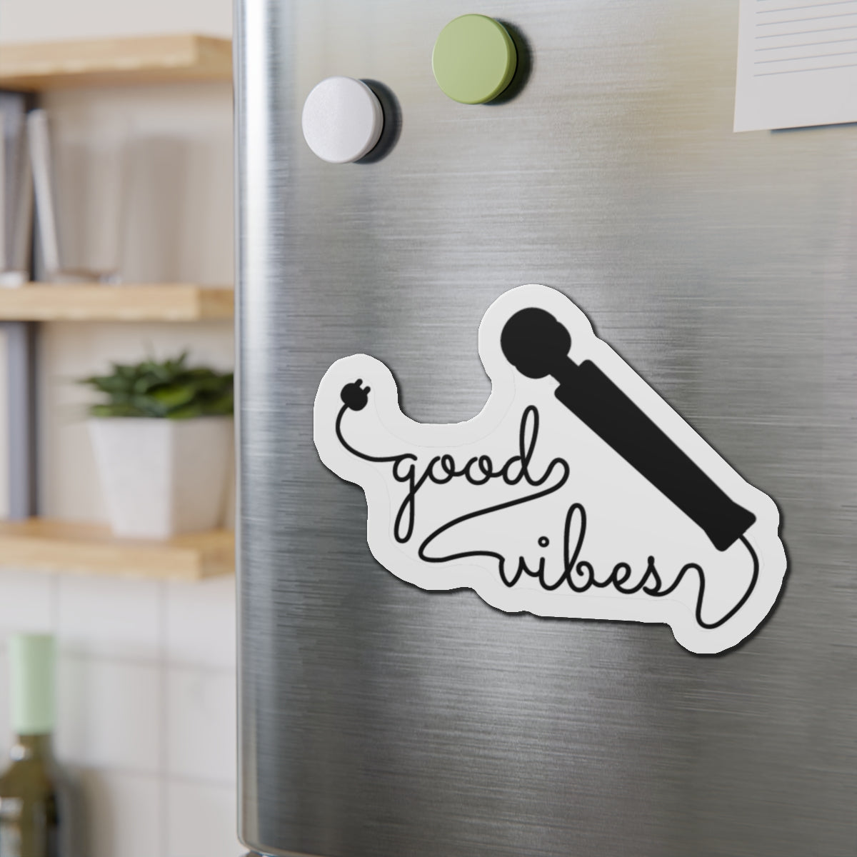 Good Vibes Microphone Design Sticker for Your Fridge