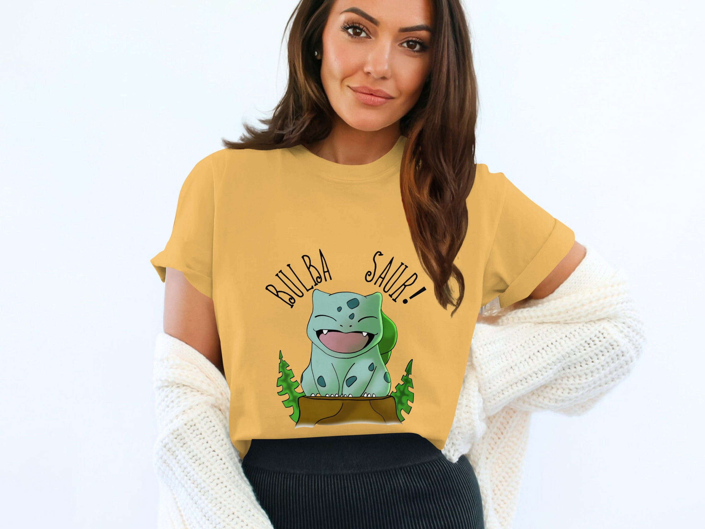 Bulbasaur Graphic Yellow Short Sleeve T-Shirt