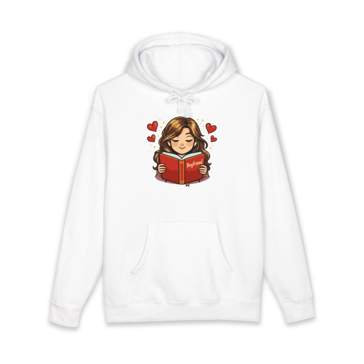 Girl Reading Boyfriend Book Hearts Design Hoodie