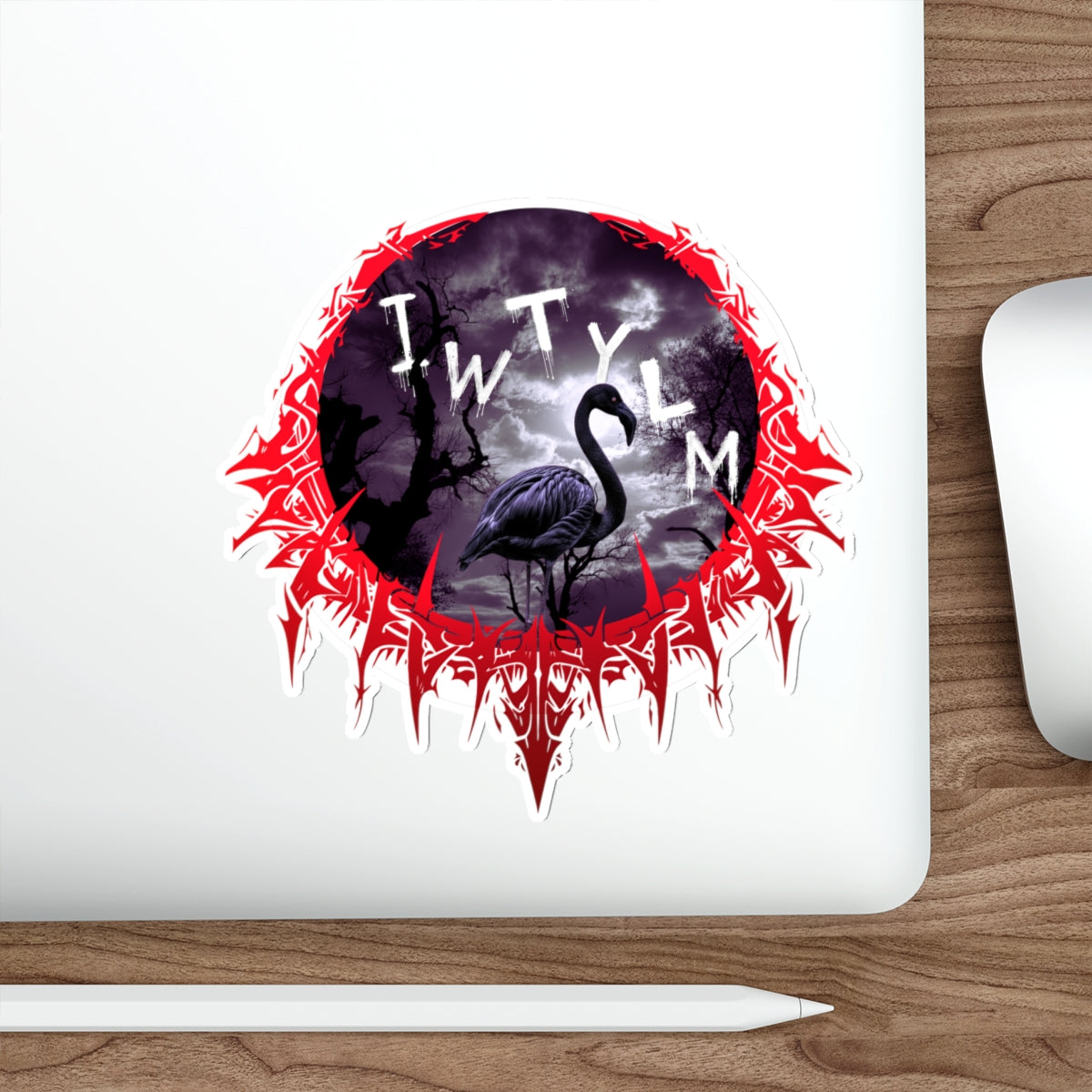 I W T Y L M Flamingo in Dark Forest Sticker