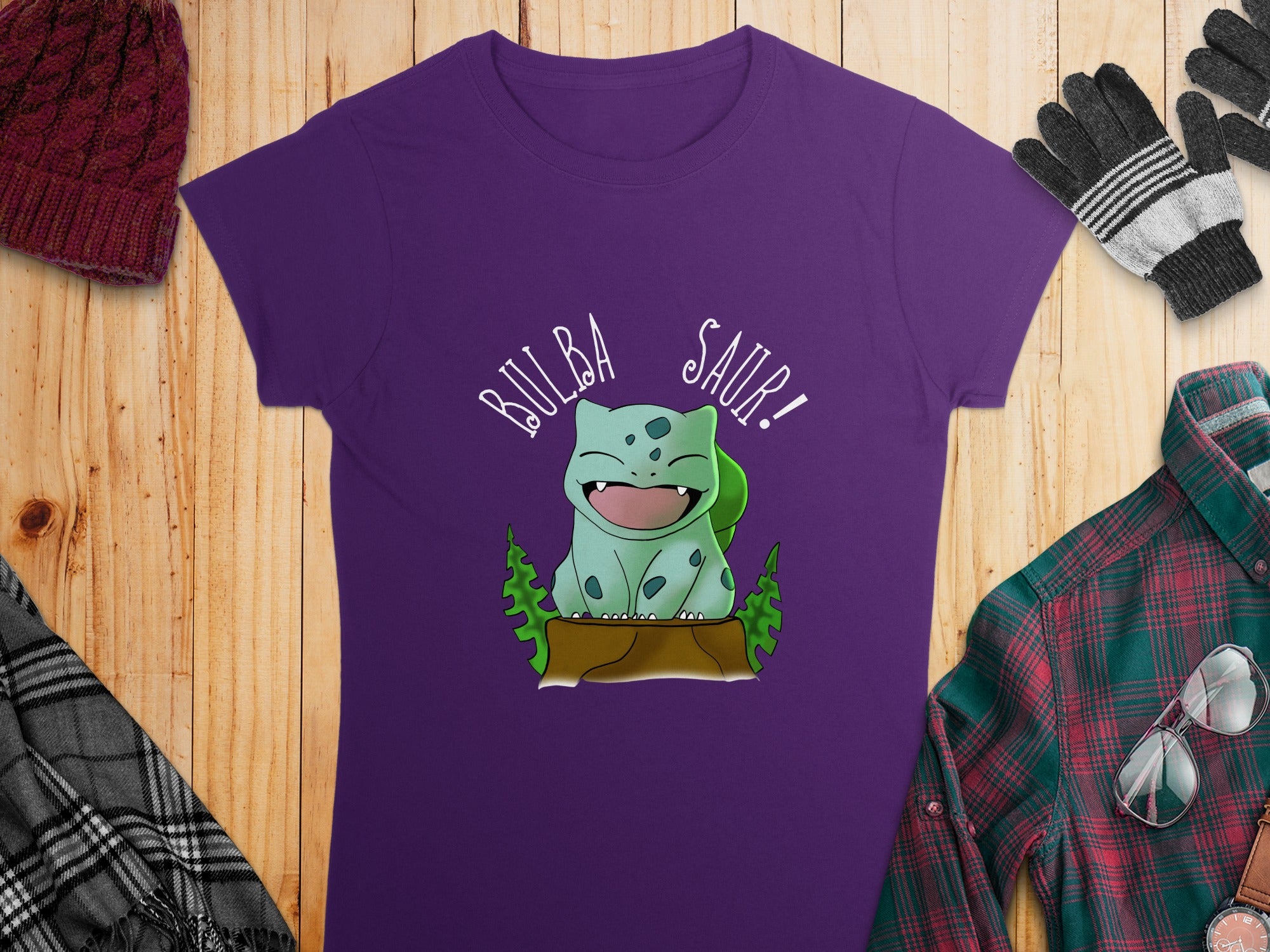 Purple Bulbasaur Graphic Women's Cute T-shirt