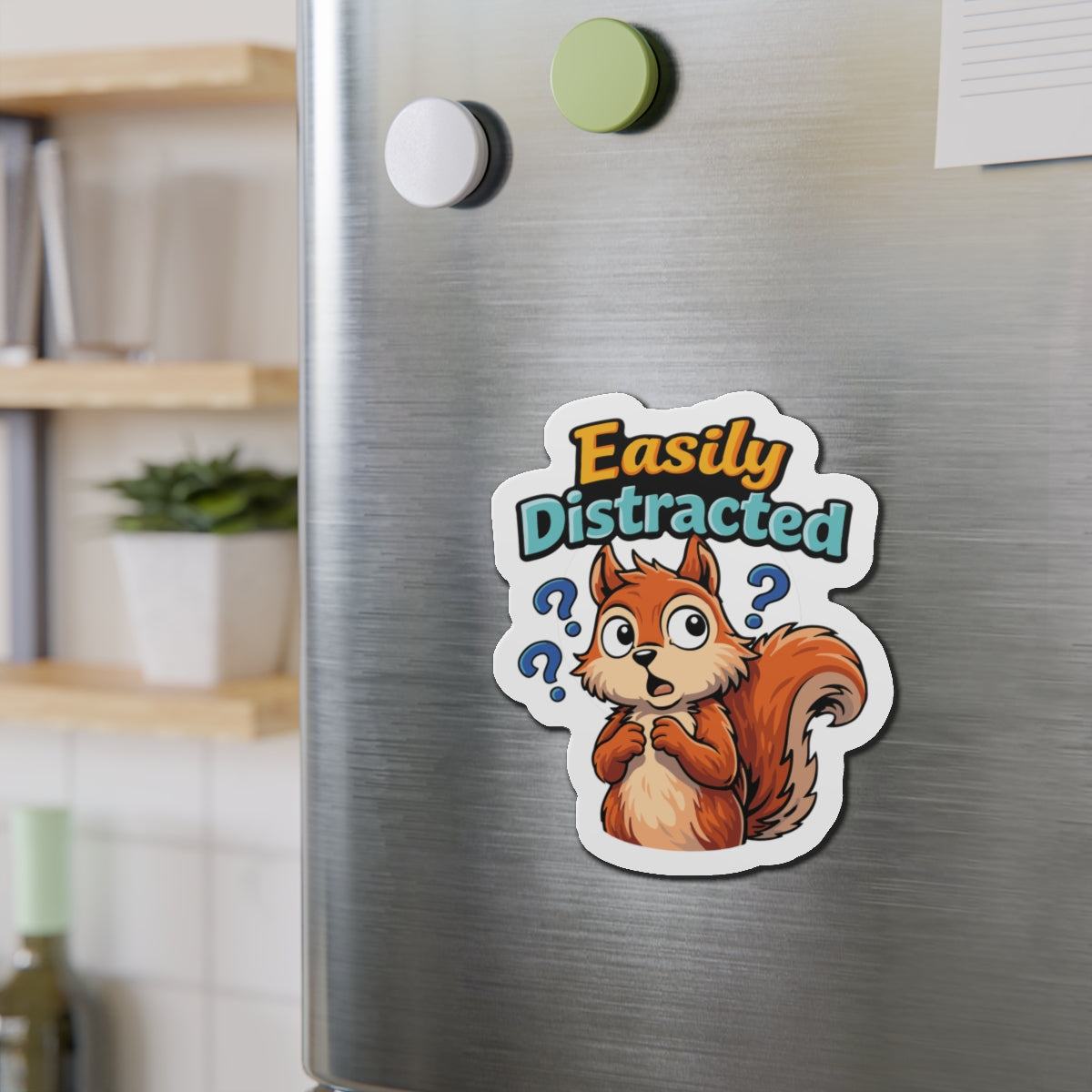 Easily Distracted Cute Squirrel Fridge Magnet Sticker
