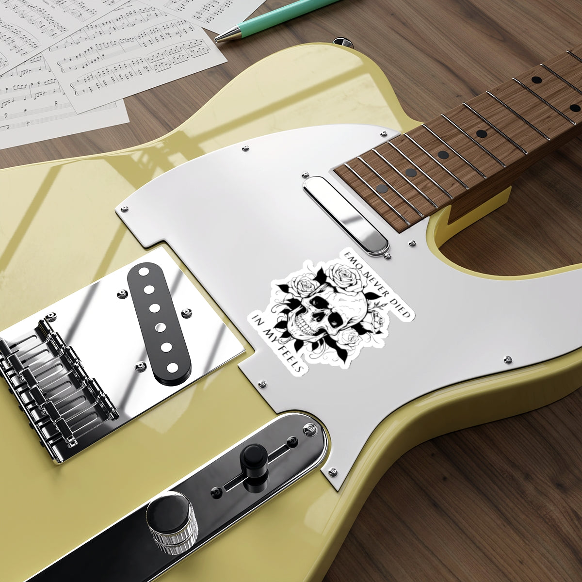 Emo Never Died In My Feels Skull Sticker for Guitar