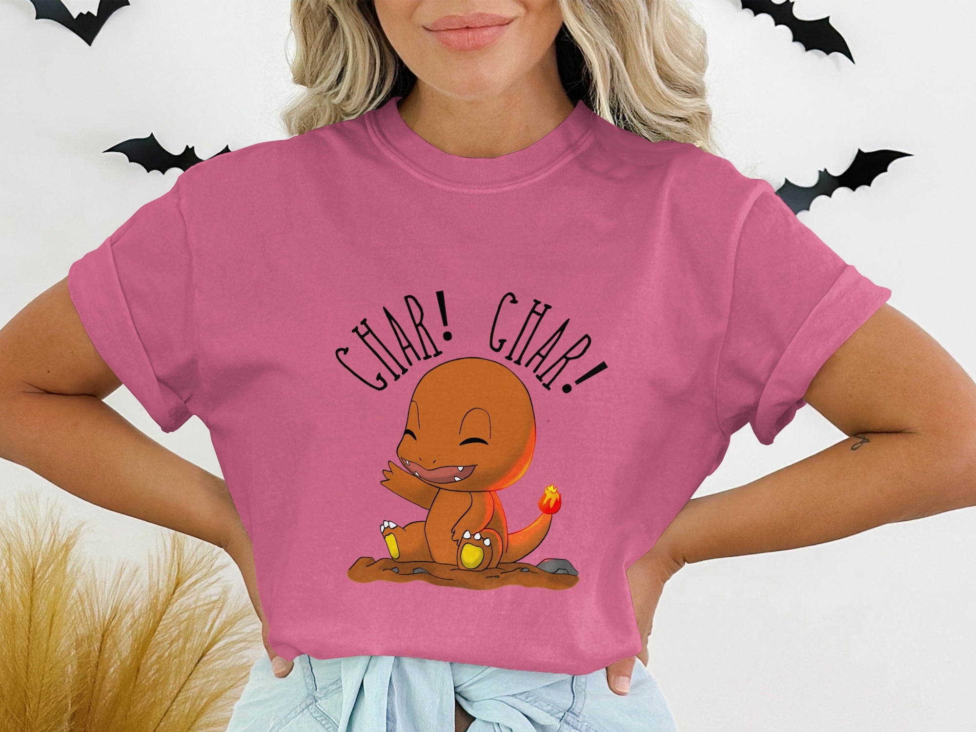 Cute Charmander Graphic CHAr CHAr Pink T-Shirt