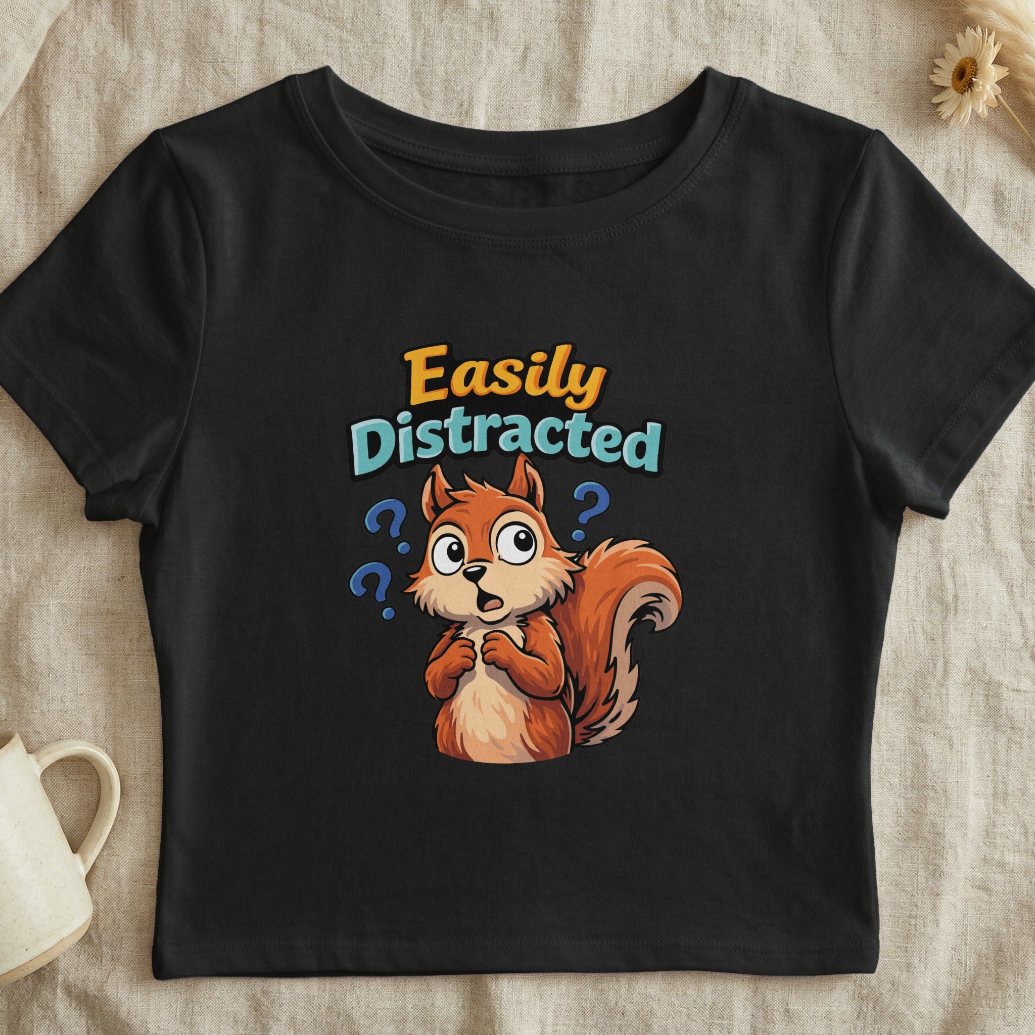 Easily Distracted Squirrel Funny Graphic Tee