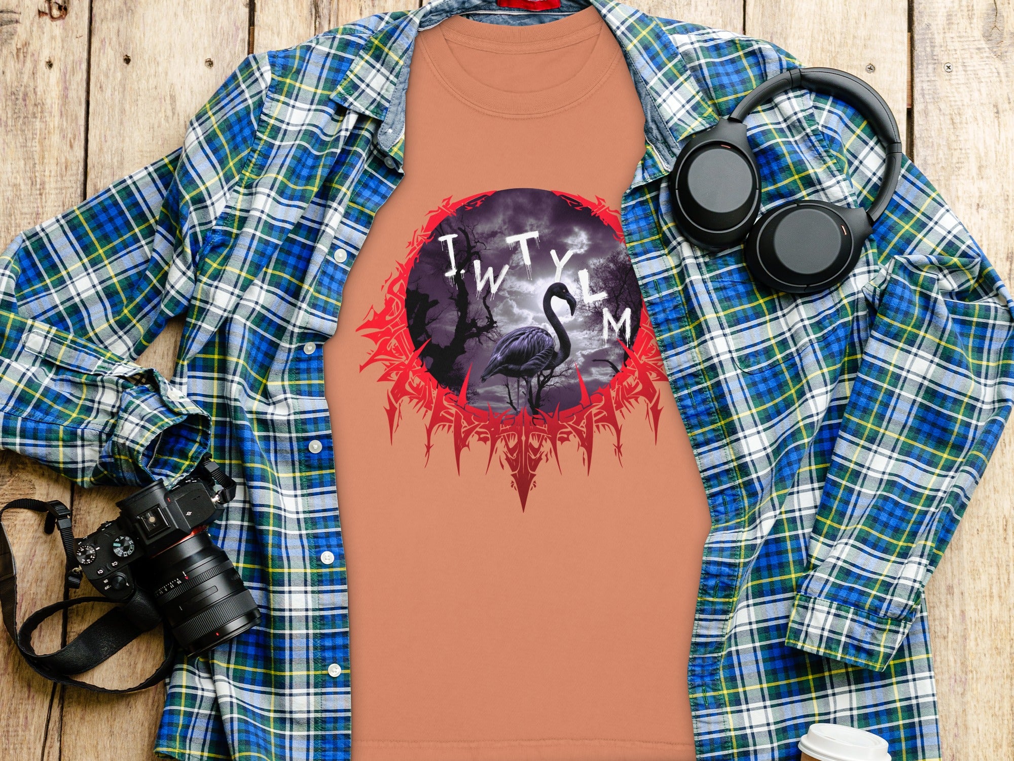 Flamingo and Gothic Art T-Shirt with Unique Illustration