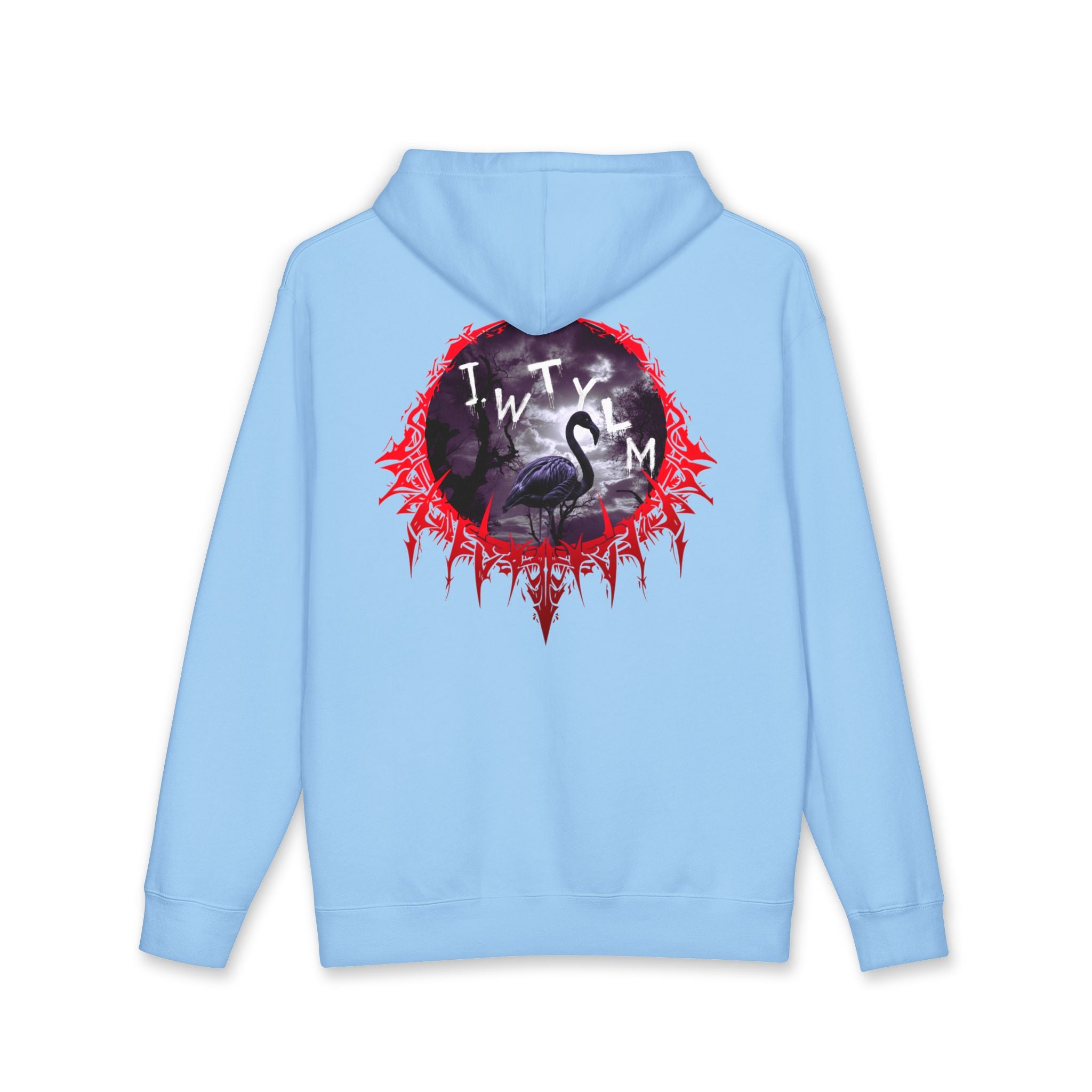 Light Blue Hoodie Black Flamingo Red Tribal Graphic J.W.TYLM product type