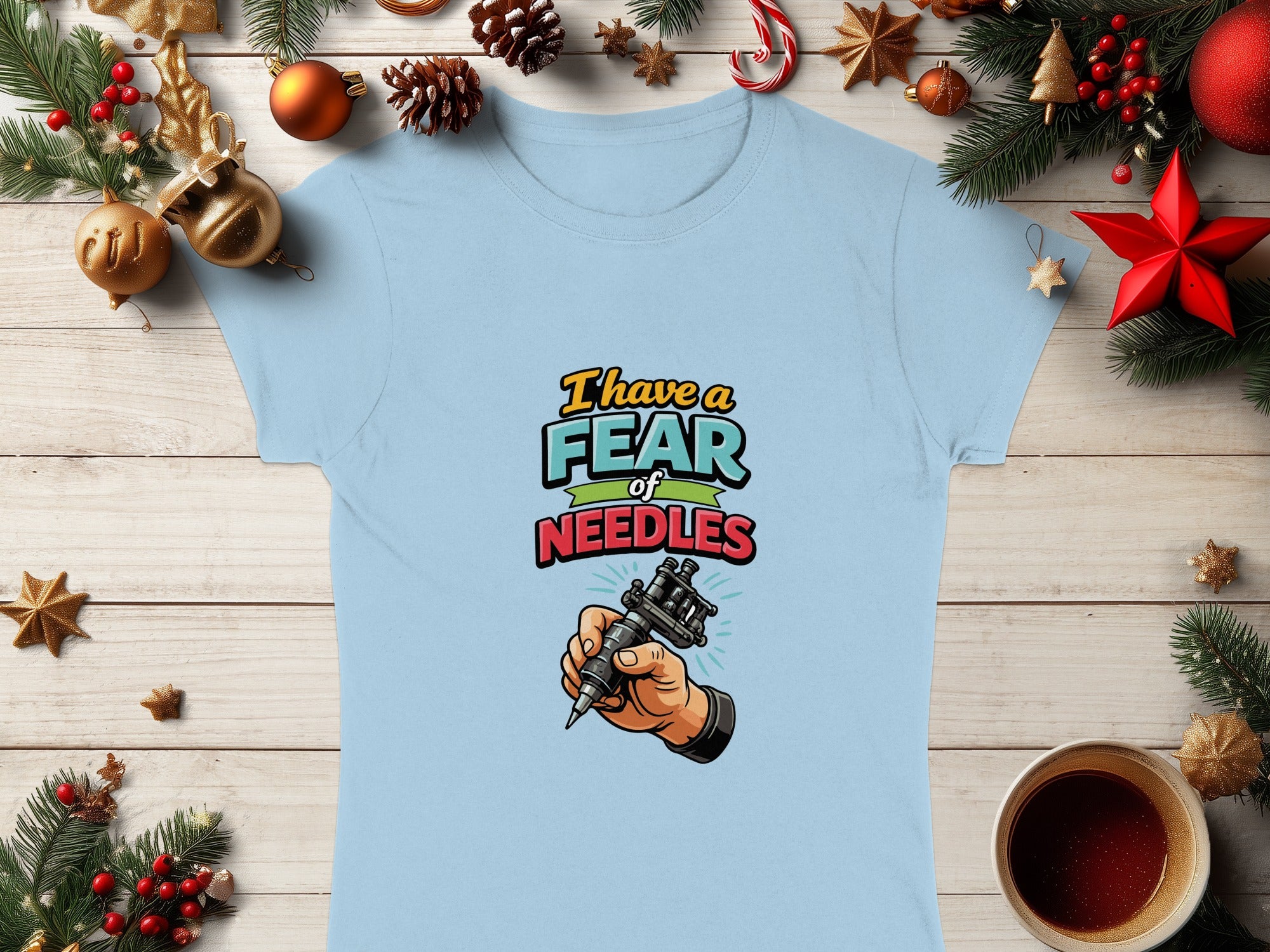 I Have a Fear of Needles Funny Illustrated T-Shirt