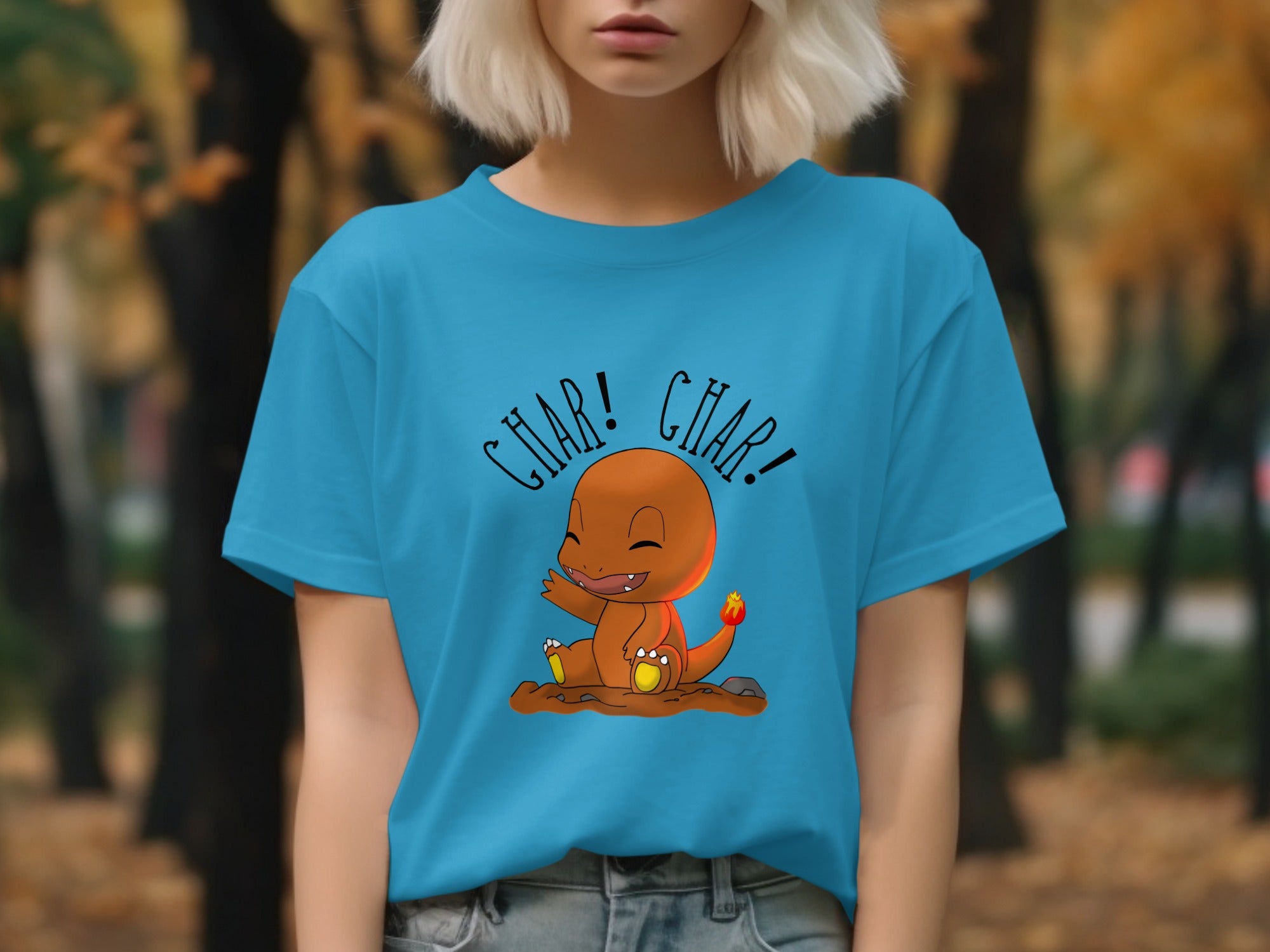 Char Char Cute Animated Character Blue Shirt