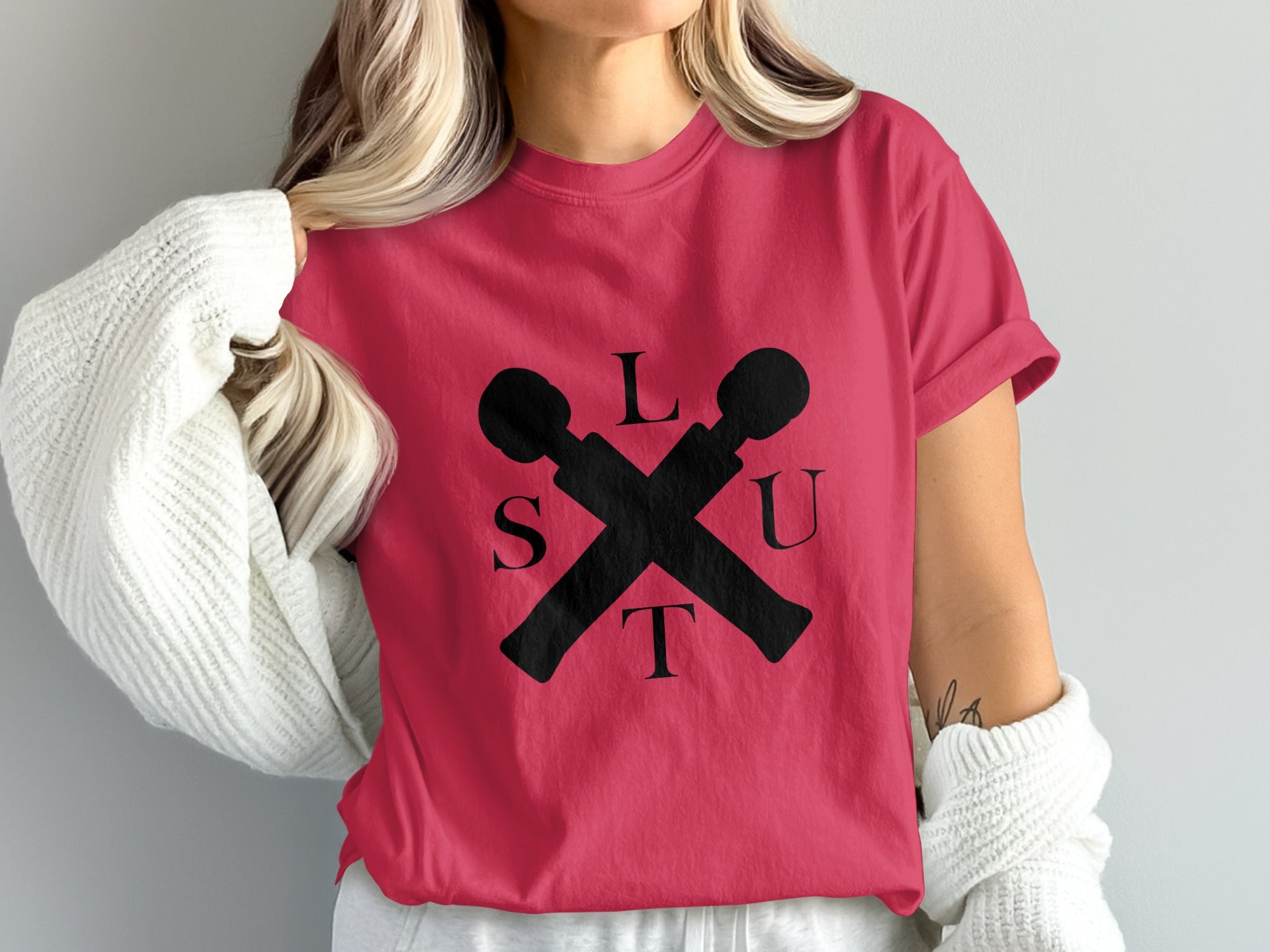 Bold Graphic T-Shirt with Unique SLUT Design Graphic Tee
