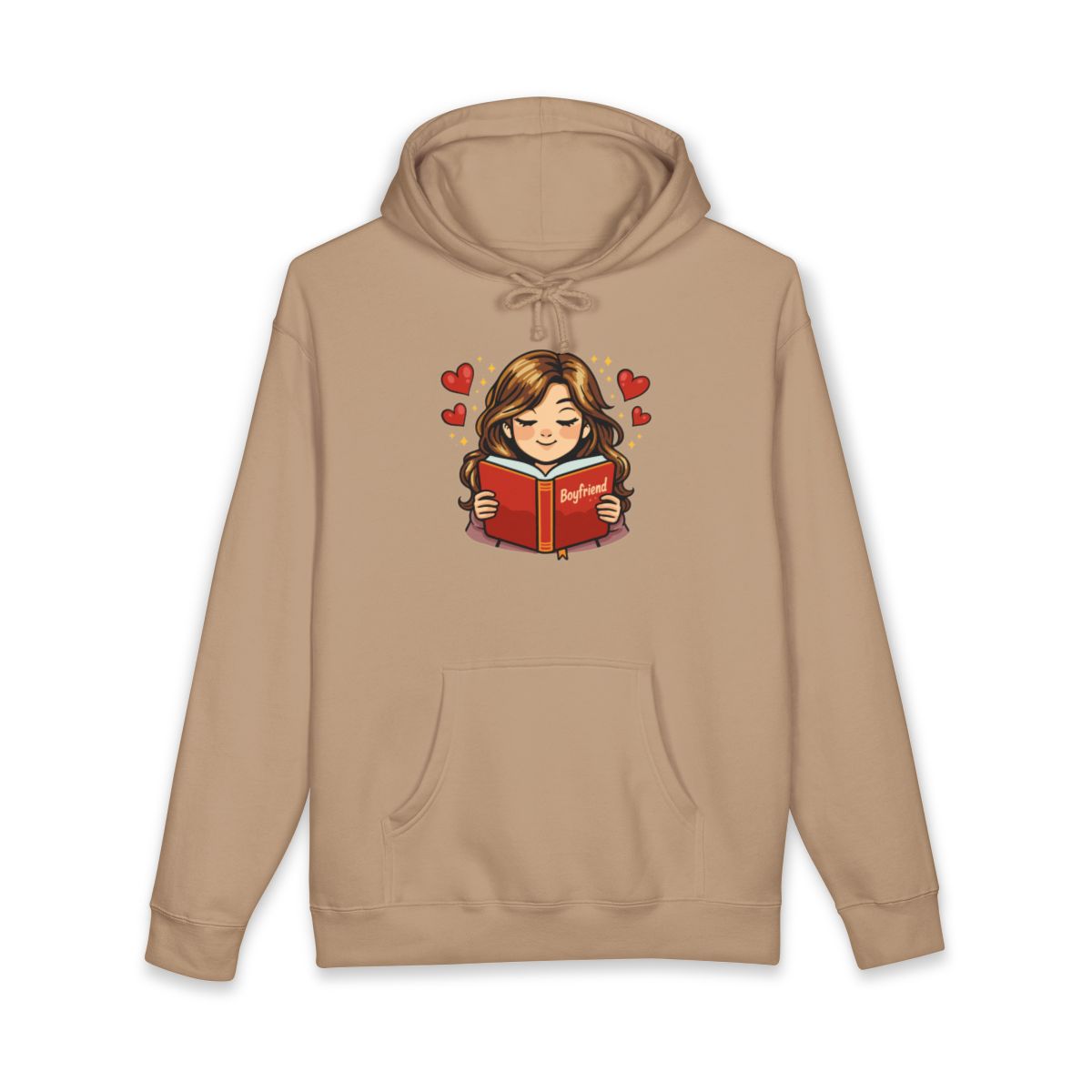 Cozy Hoodie with Heartwarming Girl Reading Design