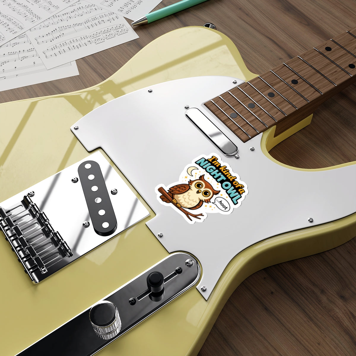 I'm Kind of a Night Owl Hoot Owl Sticker for Guitars