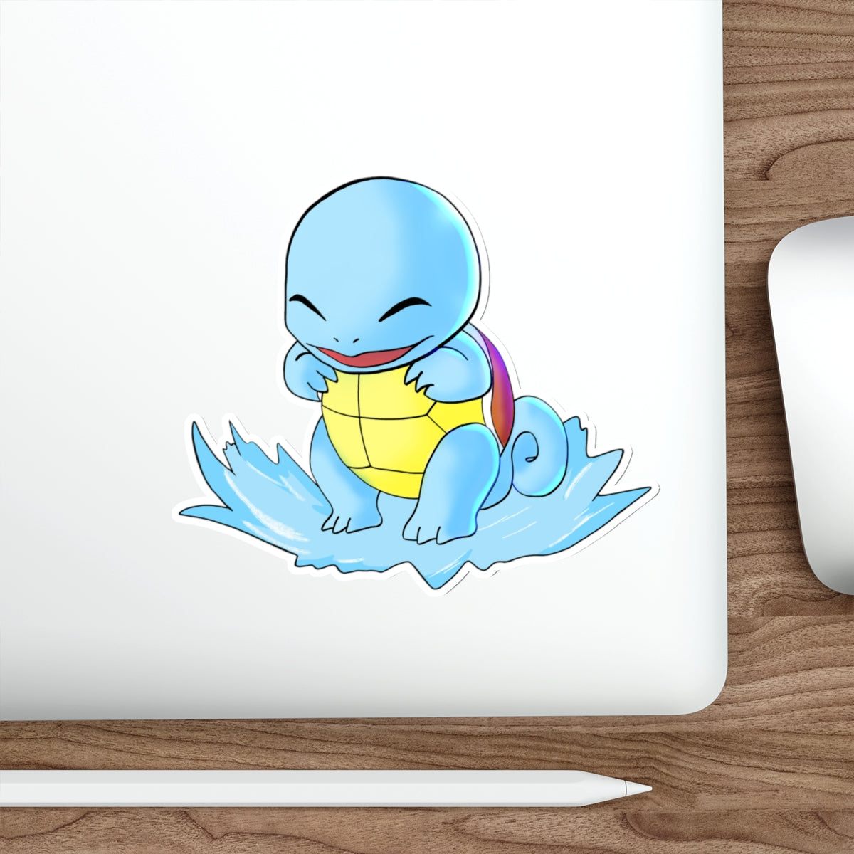 Cute Blue Character on Wave Sticker for Laptops