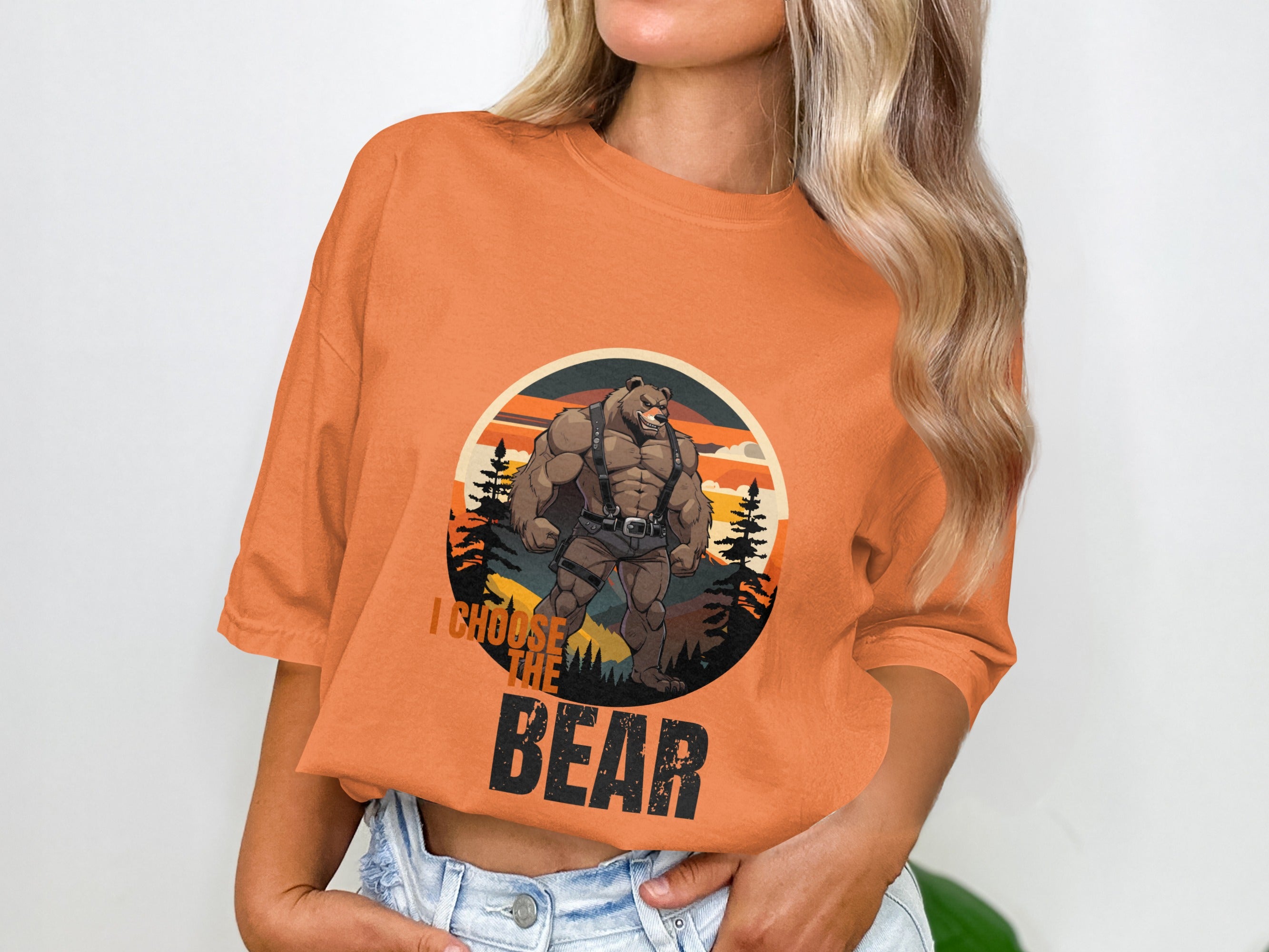 I Choose The Bear Graphic Over Sized Tee Shirt