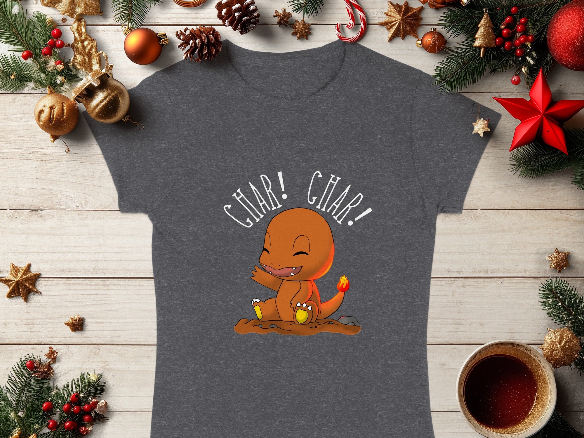 Cute Fire-Breathing Character Design Christmas Shirt