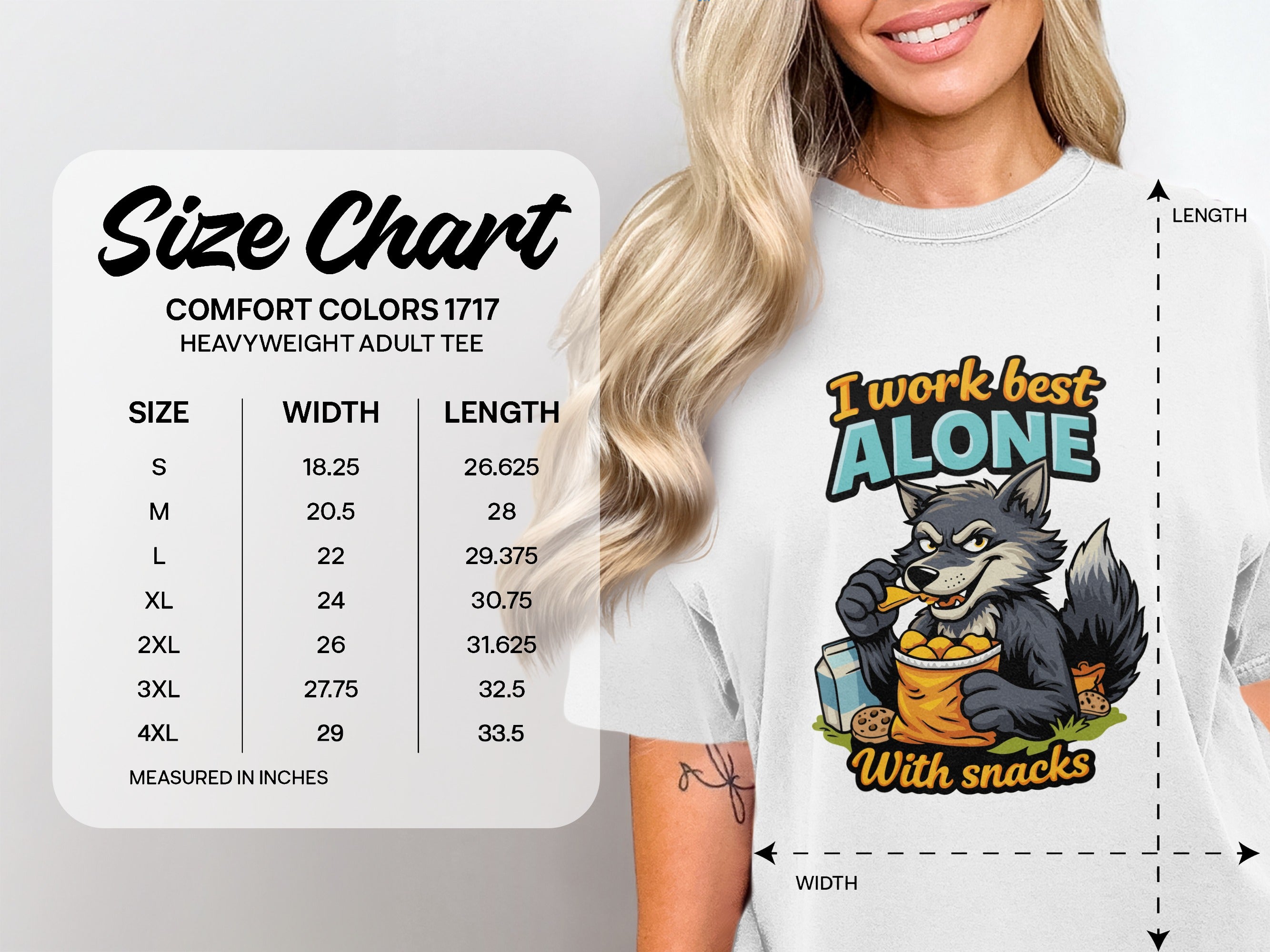I Work Best Alone With Snacks Heavyweight Adult Tee
