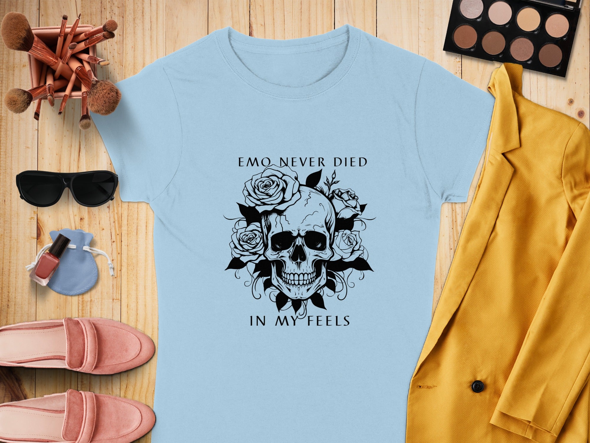 Emo Never Died In My Feels Skull and Roses Shirt