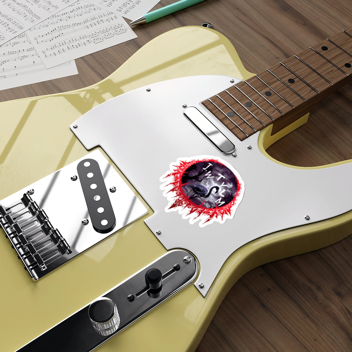 Spooky Red and Black Eye Sticker for Guitar Decor