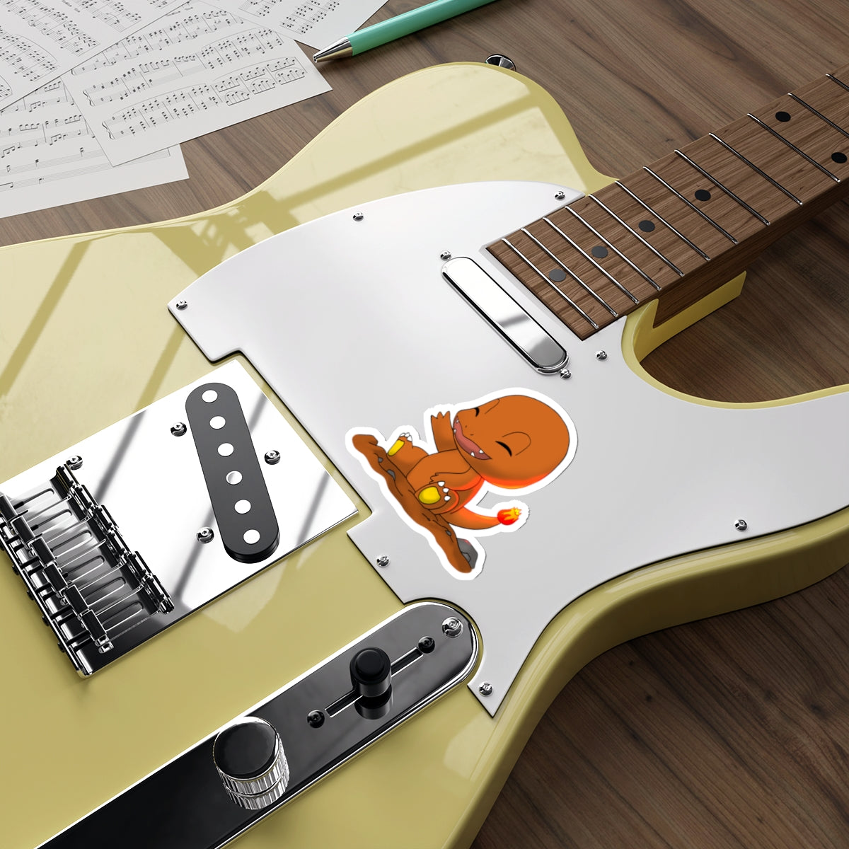 Cute Cartoon Lizard Sleeping Sticker for Guitar Decoration