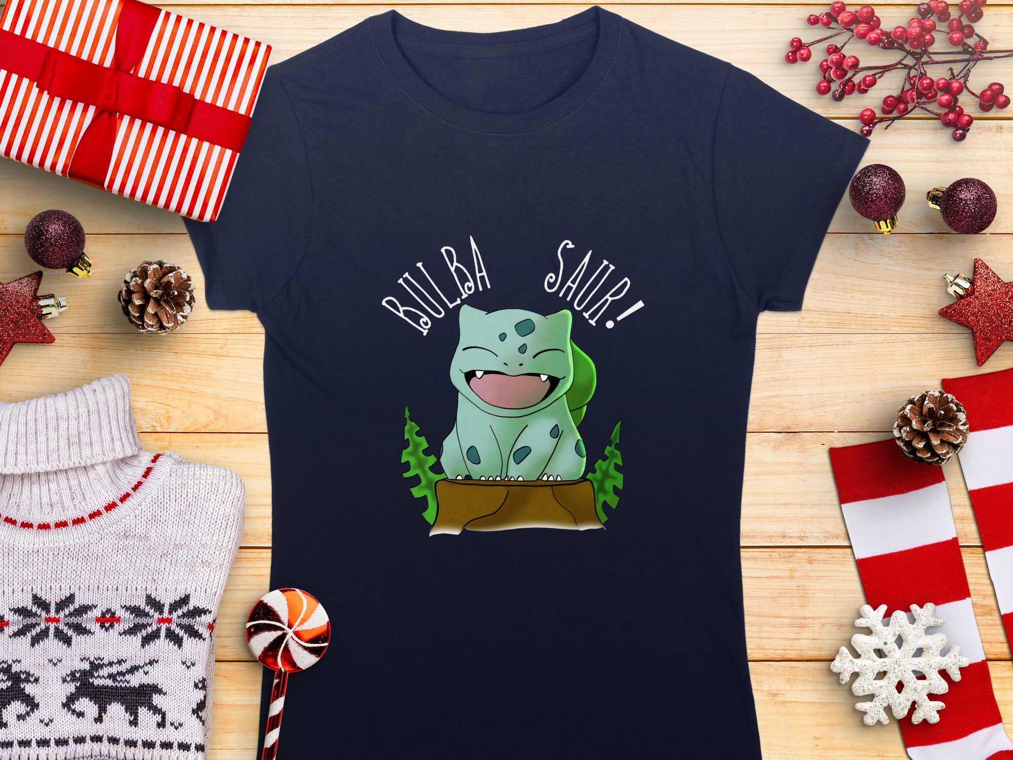 Cute Bulbasaur Graphic Design Short Sleeve T-shirt