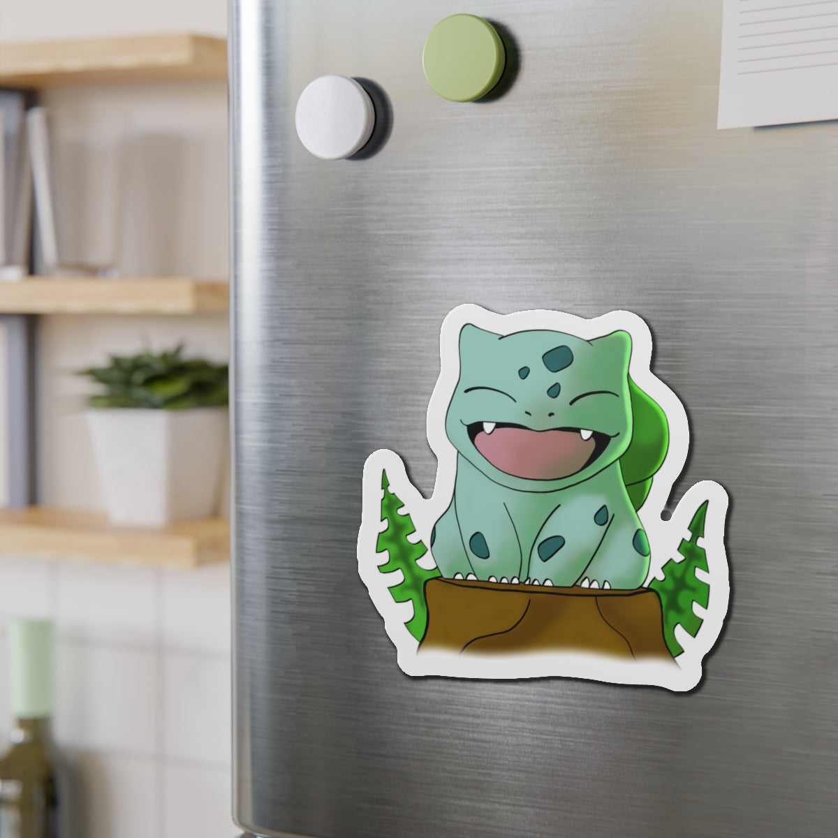 Smiling Bulbasaur Fridge Magnet for Pokemon Fans