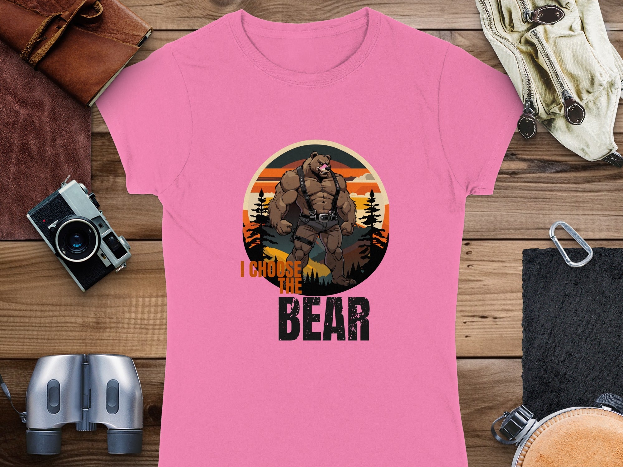 I Choose The Bear Graphic Pink T-shirt