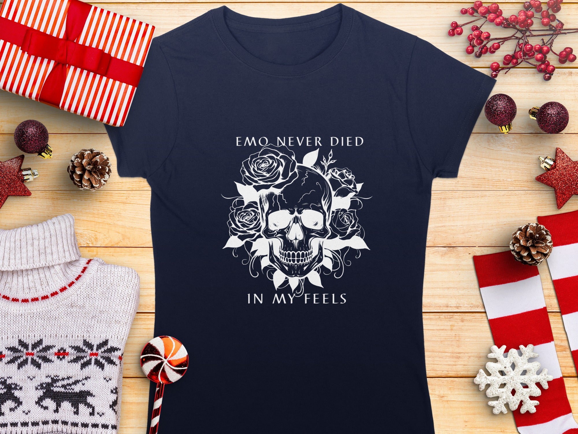 Emo Never Died In My Feels Skull Roses T-Shirt
