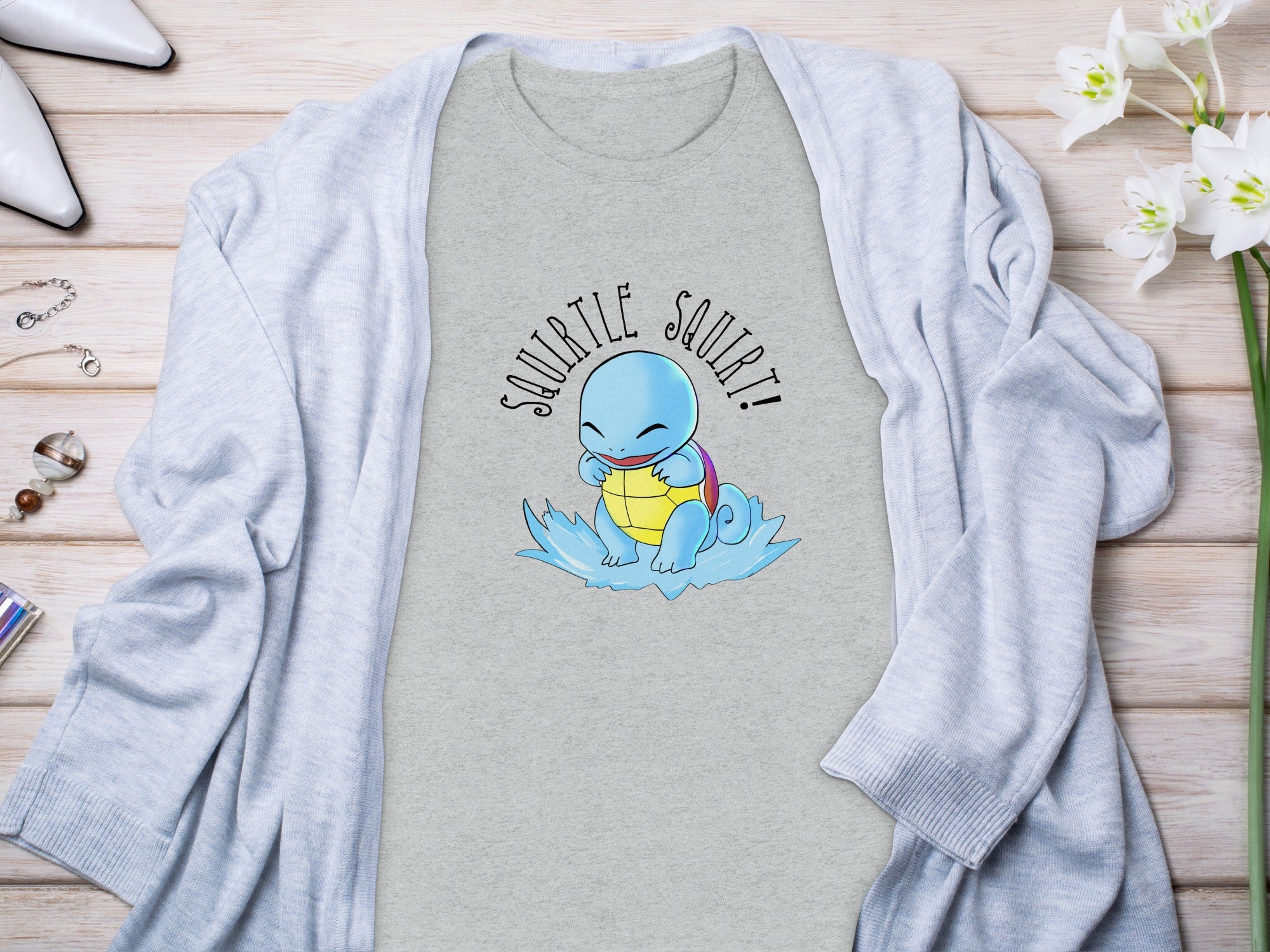 Cute Squirtle Squirt Graphic Tee for Fans of Nostalgia