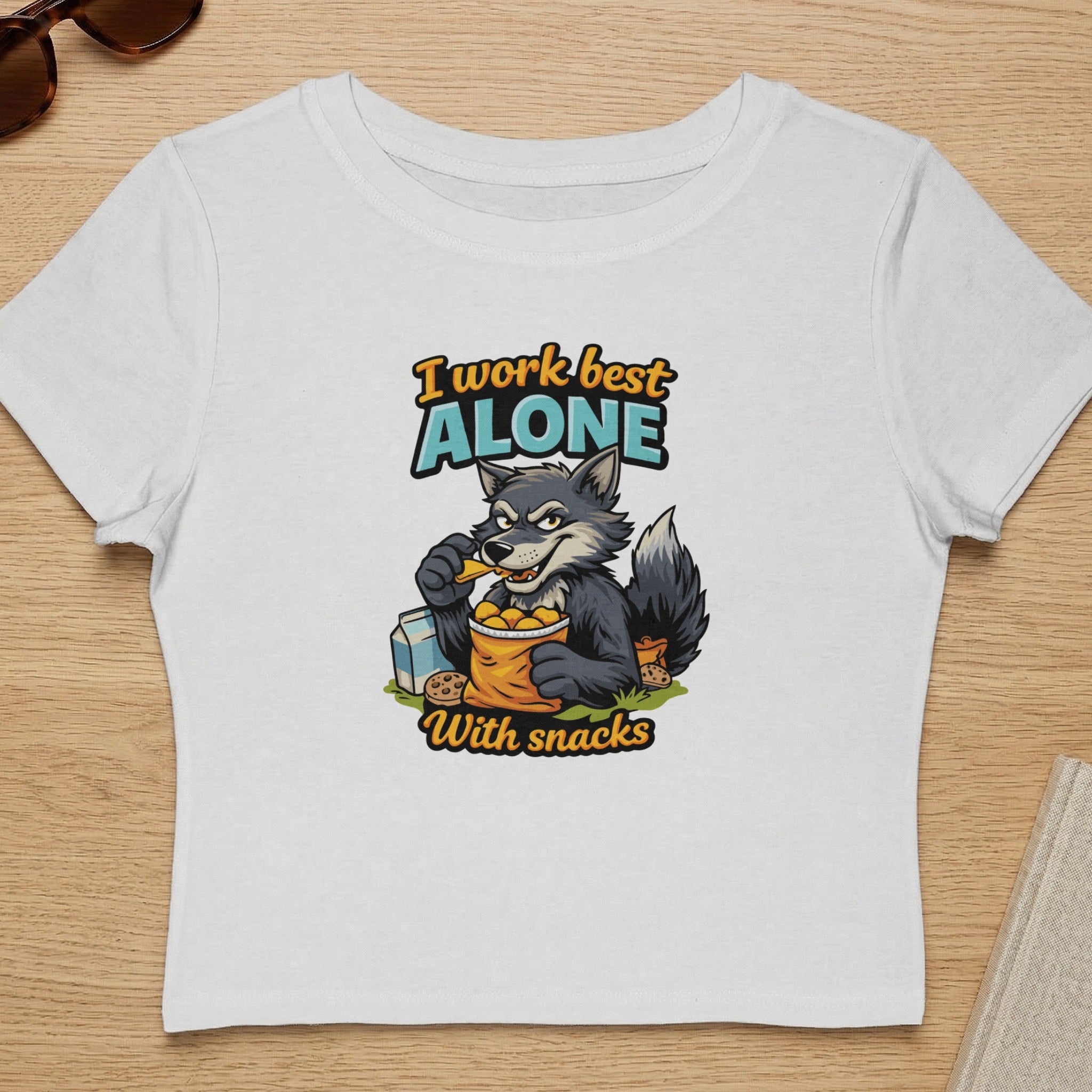 I Work Best Alone With Snacks Graphic Tee Shirt