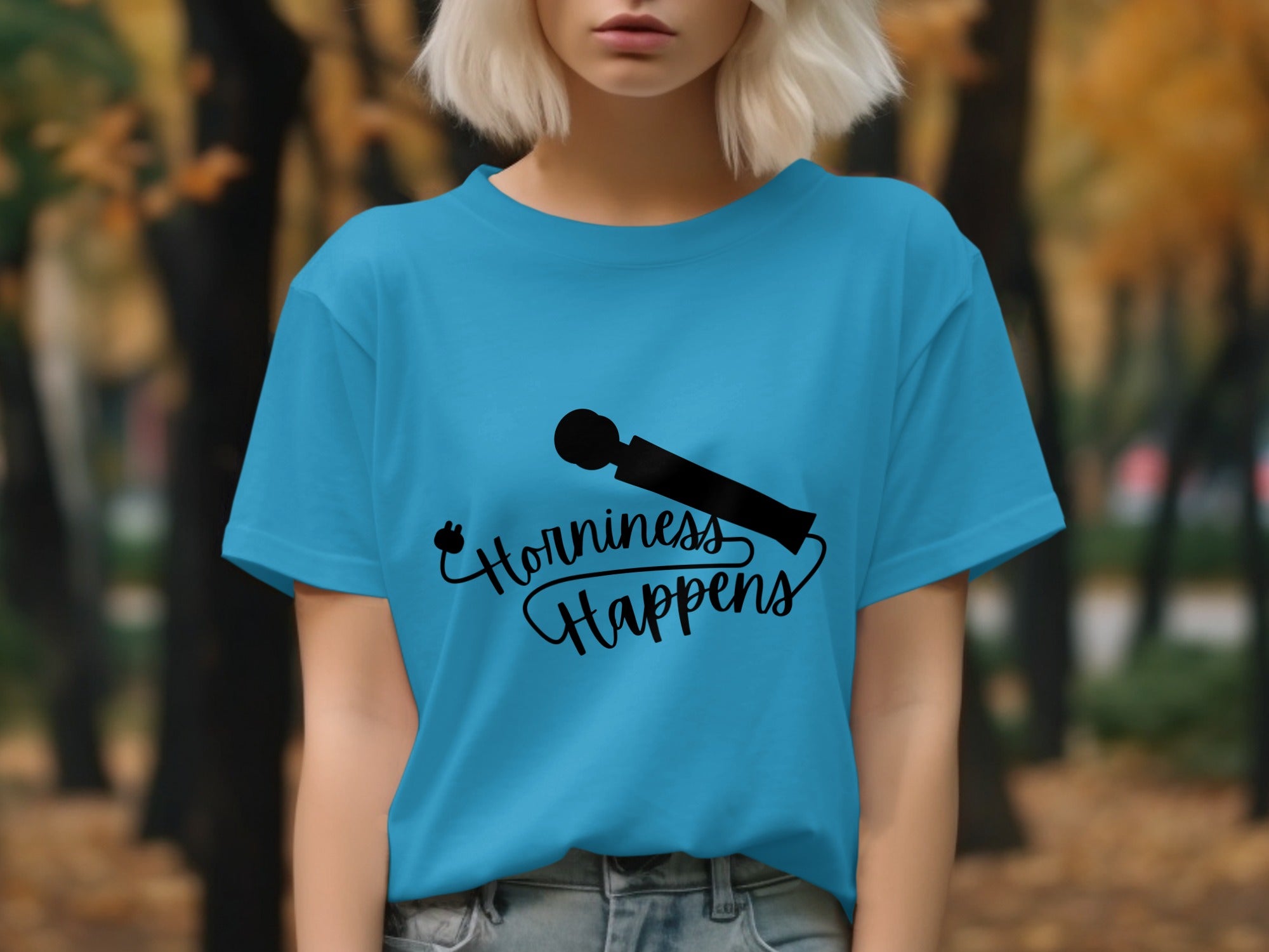 Horniness Happens T-Shirt with Microphone Design